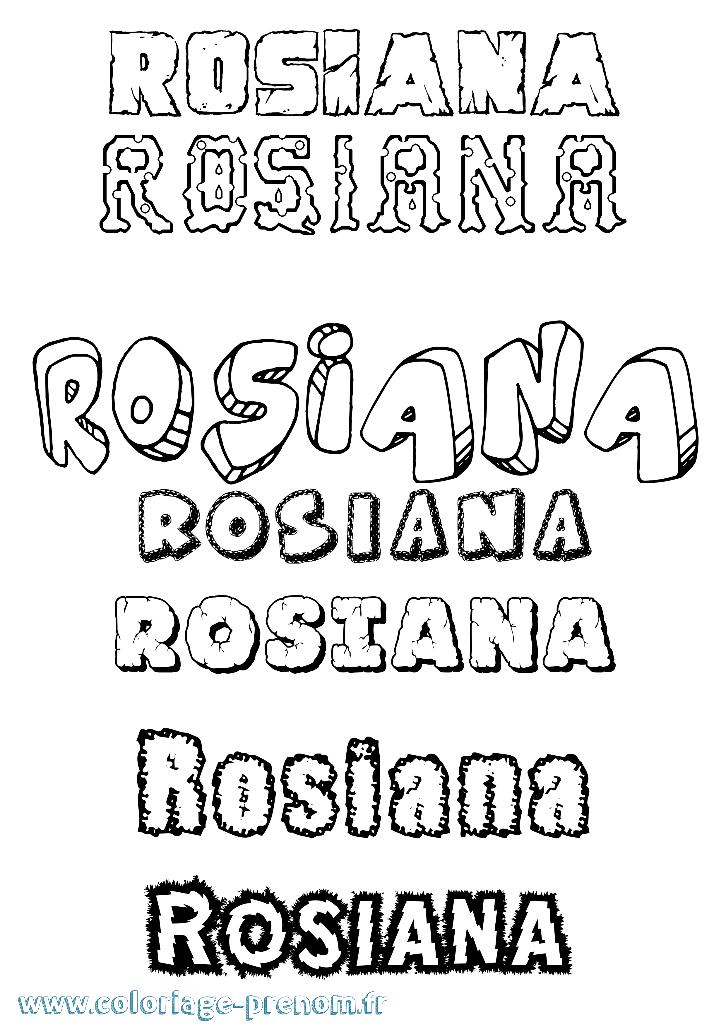 Coloriage Rosiana Destructuré Coloriage prénom Rosiana Destructuré