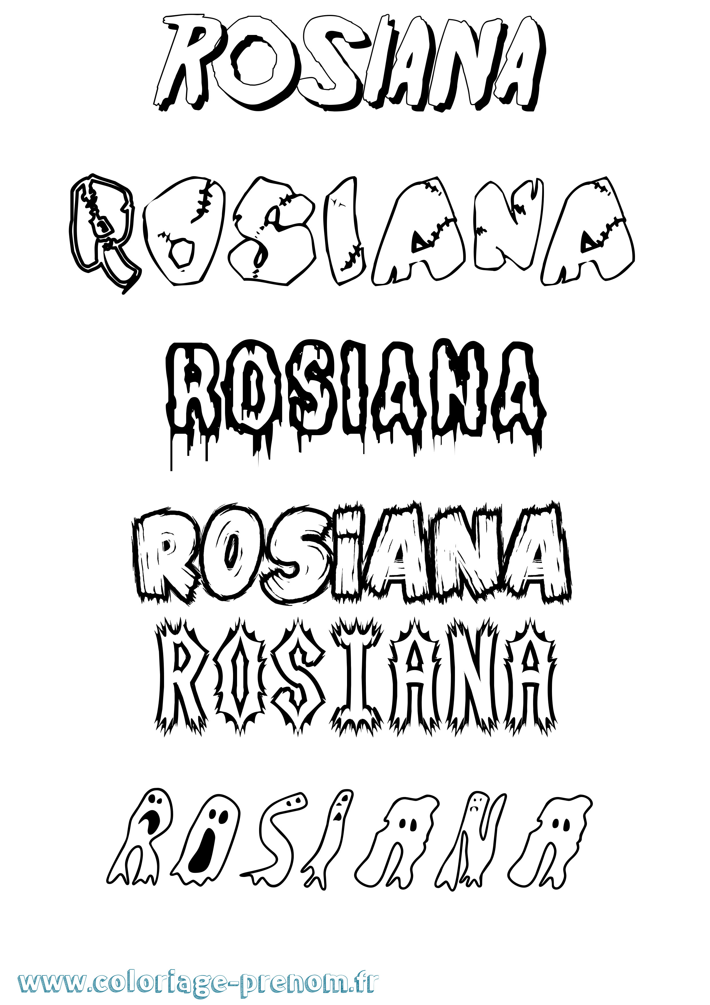 Coloriage Rosiana Frisson Coloriage prénom Rosiana Frisson