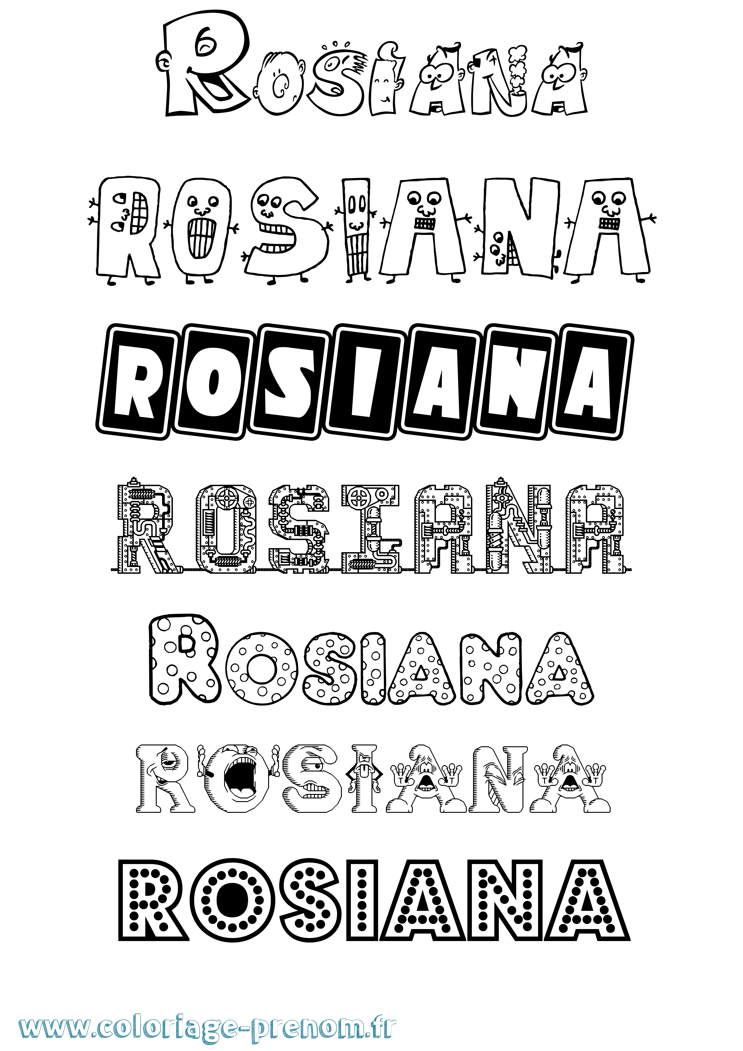 Coloriage Rosiana Fun Coloriage prénom Rosiana Fun