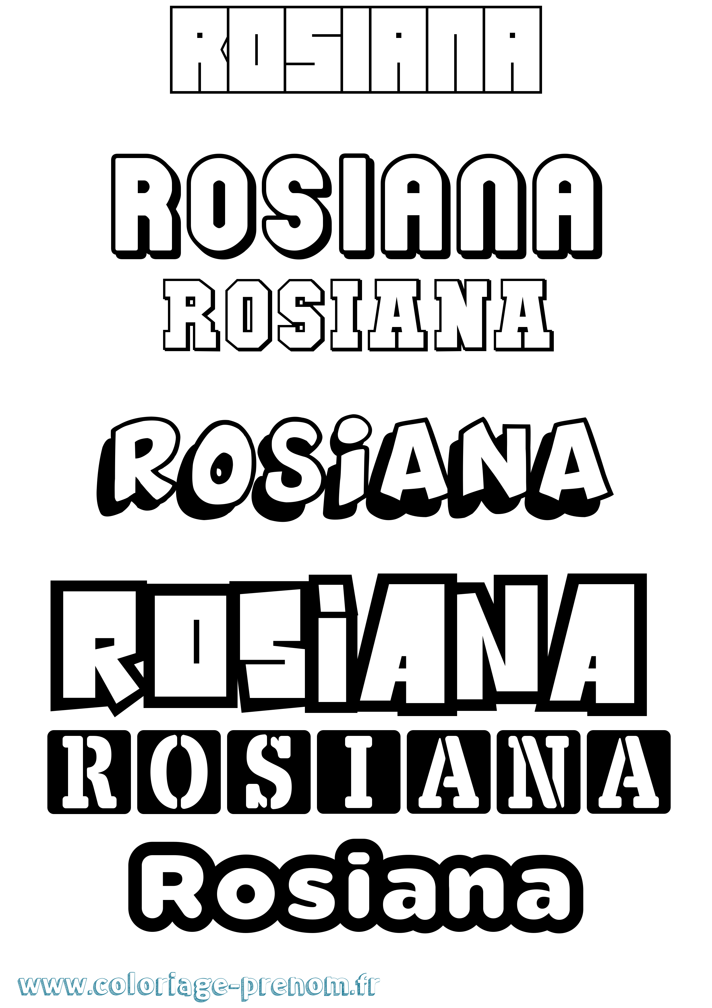 Coloriage Rosiana Simple Coloriage prénom Rosiana Simple