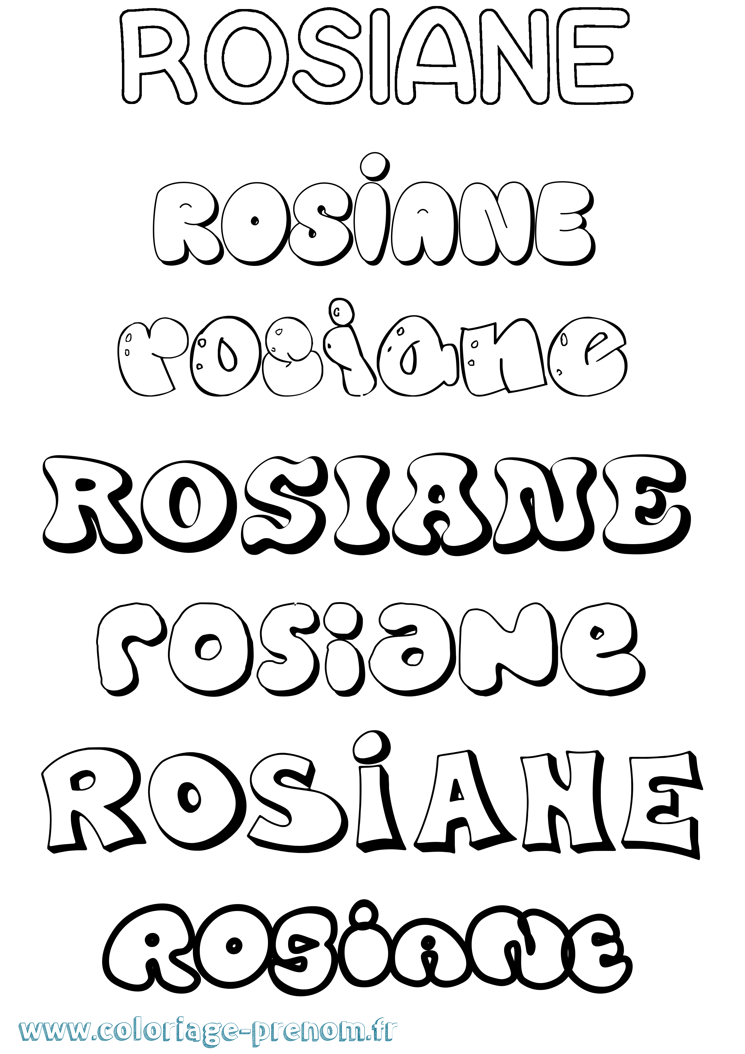 Coloriage Rosiane Bubble Coloriage prénom Rosiane Bubble