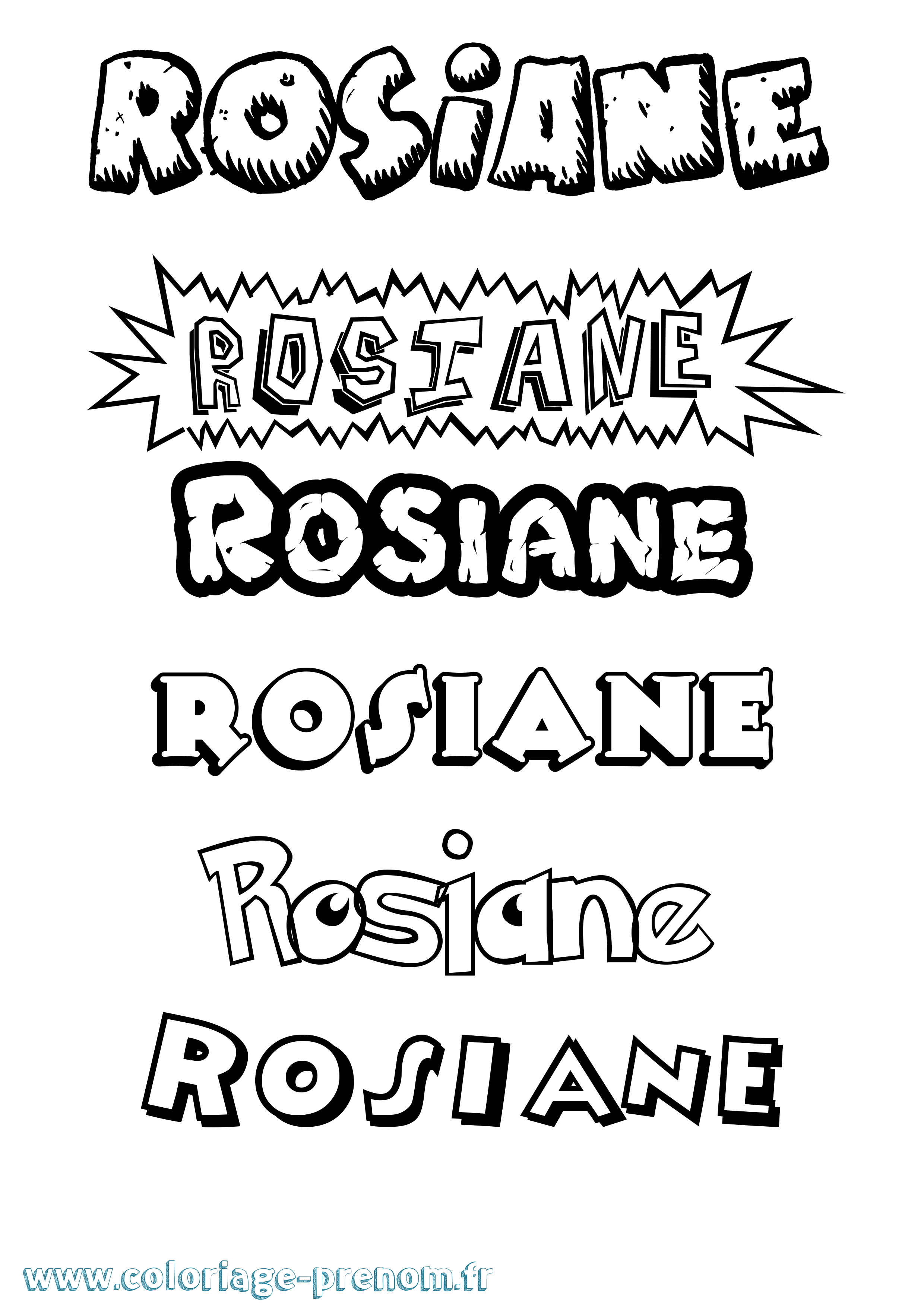 Coloriage Rosiane Dessin Animé Coloriage prénom Rosiane Dessin Animé
