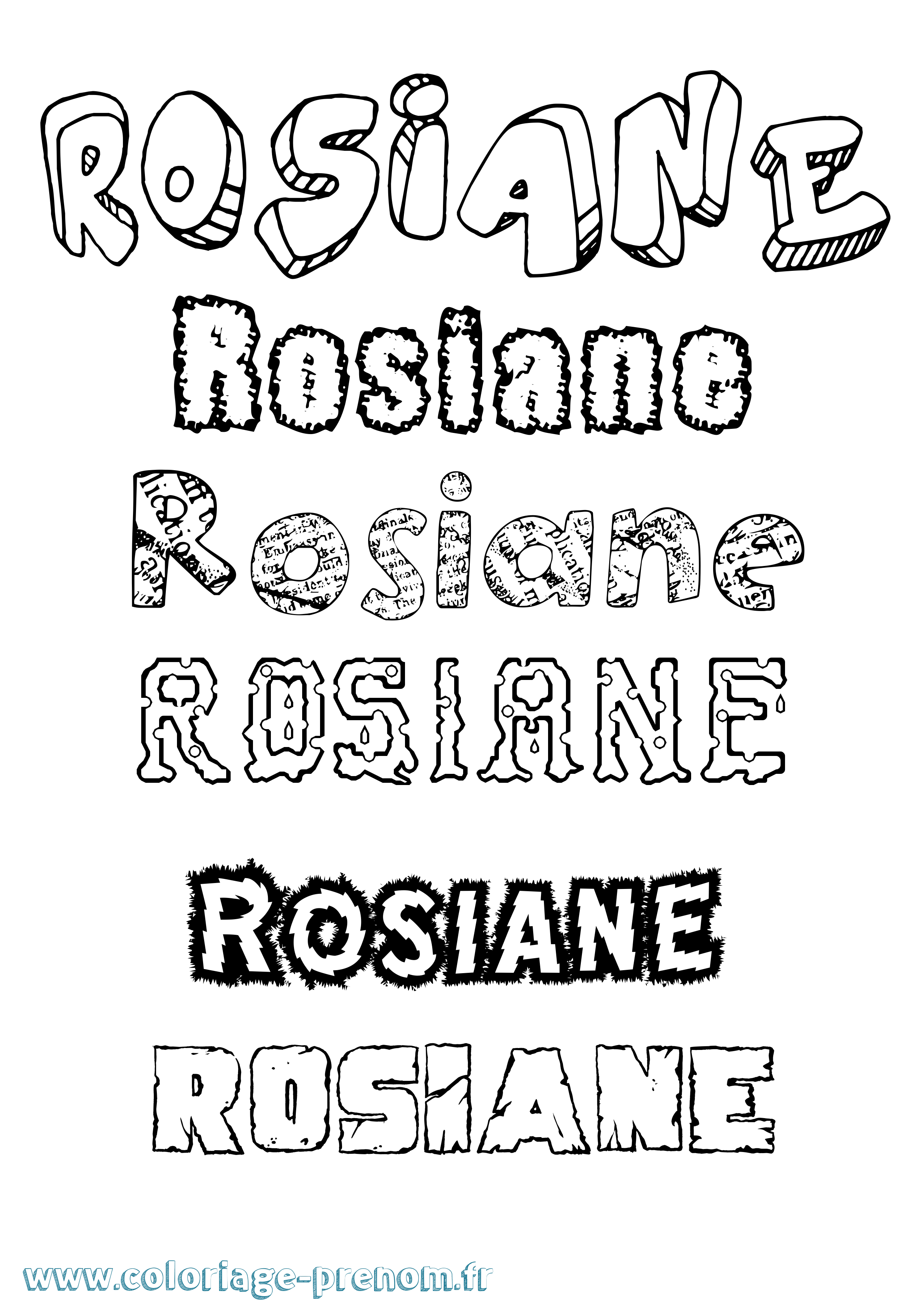 Coloriage Rosiane Destructuré Coloriage prénom Rosiane Destructuré