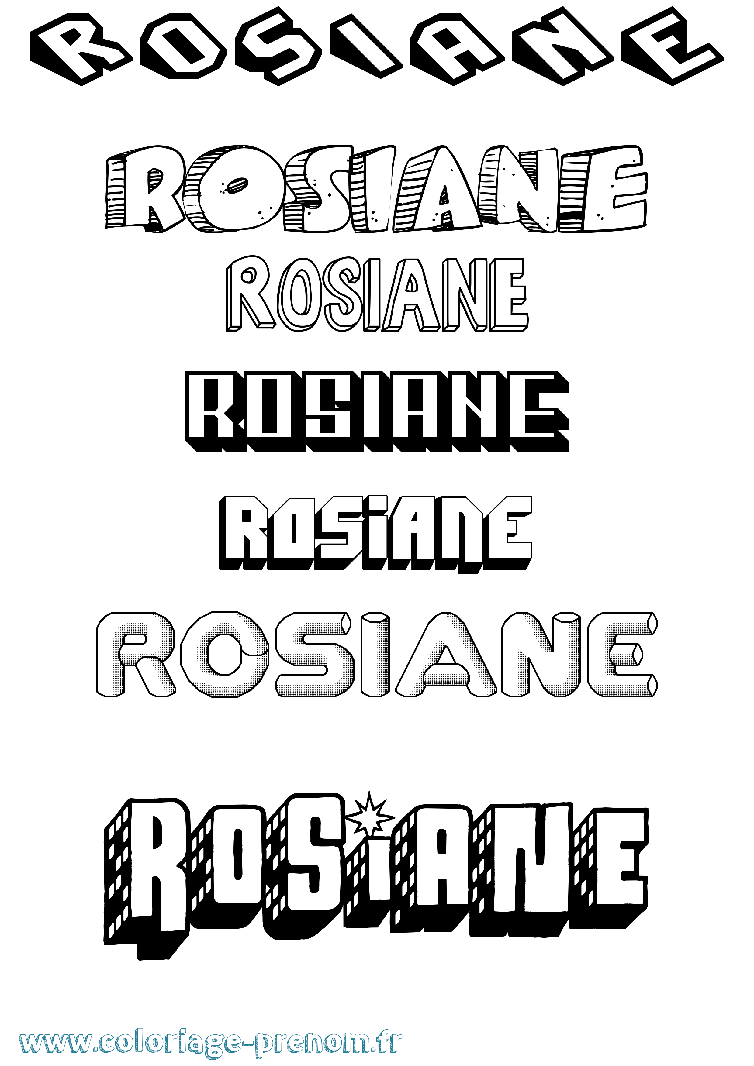 Coloriage Rosiane Effet 3D Coloriage prénom Rosiane Effet 3D
