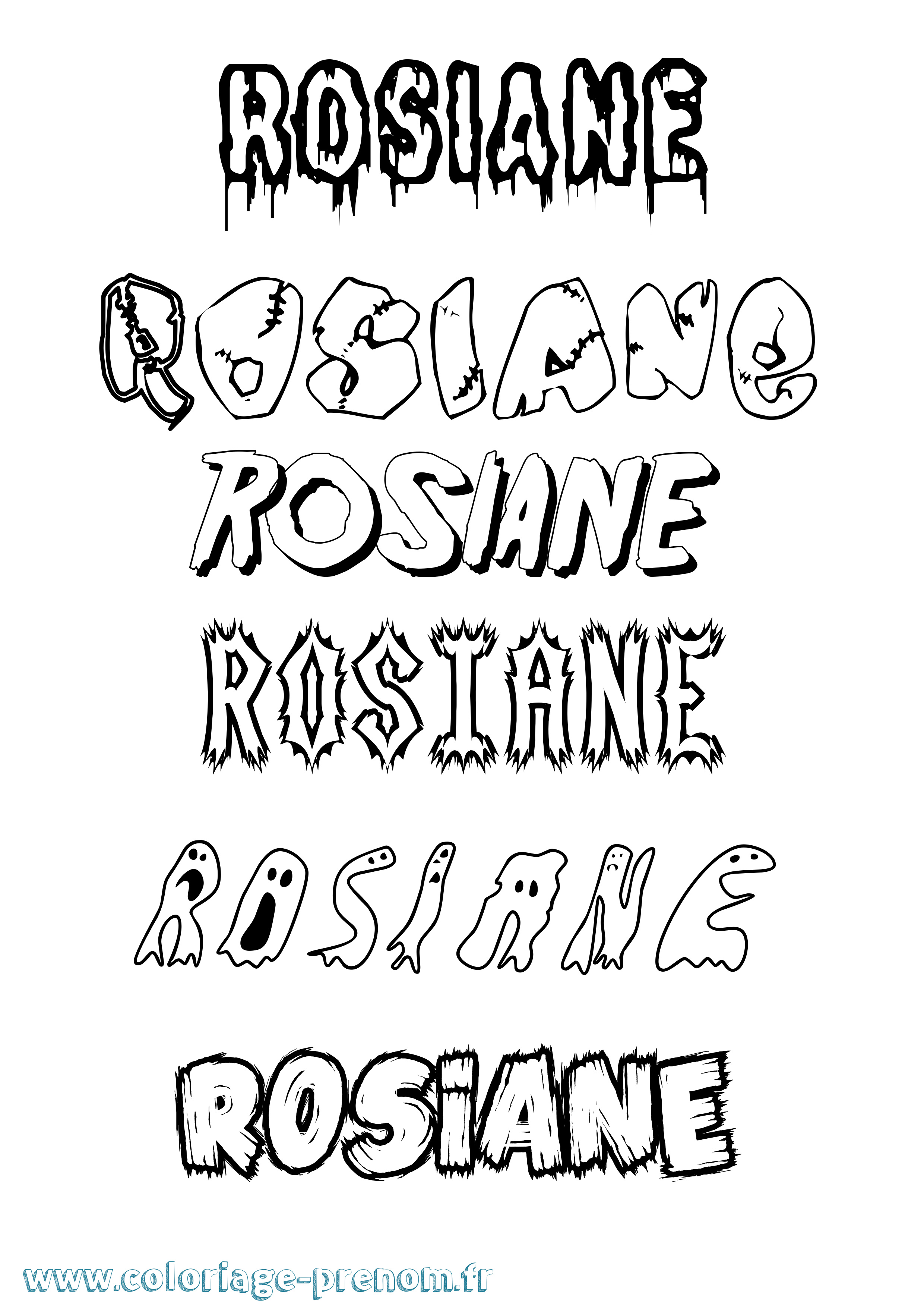 Coloriage Rosiane Frisson Coloriage prénom Rosiane Frisson