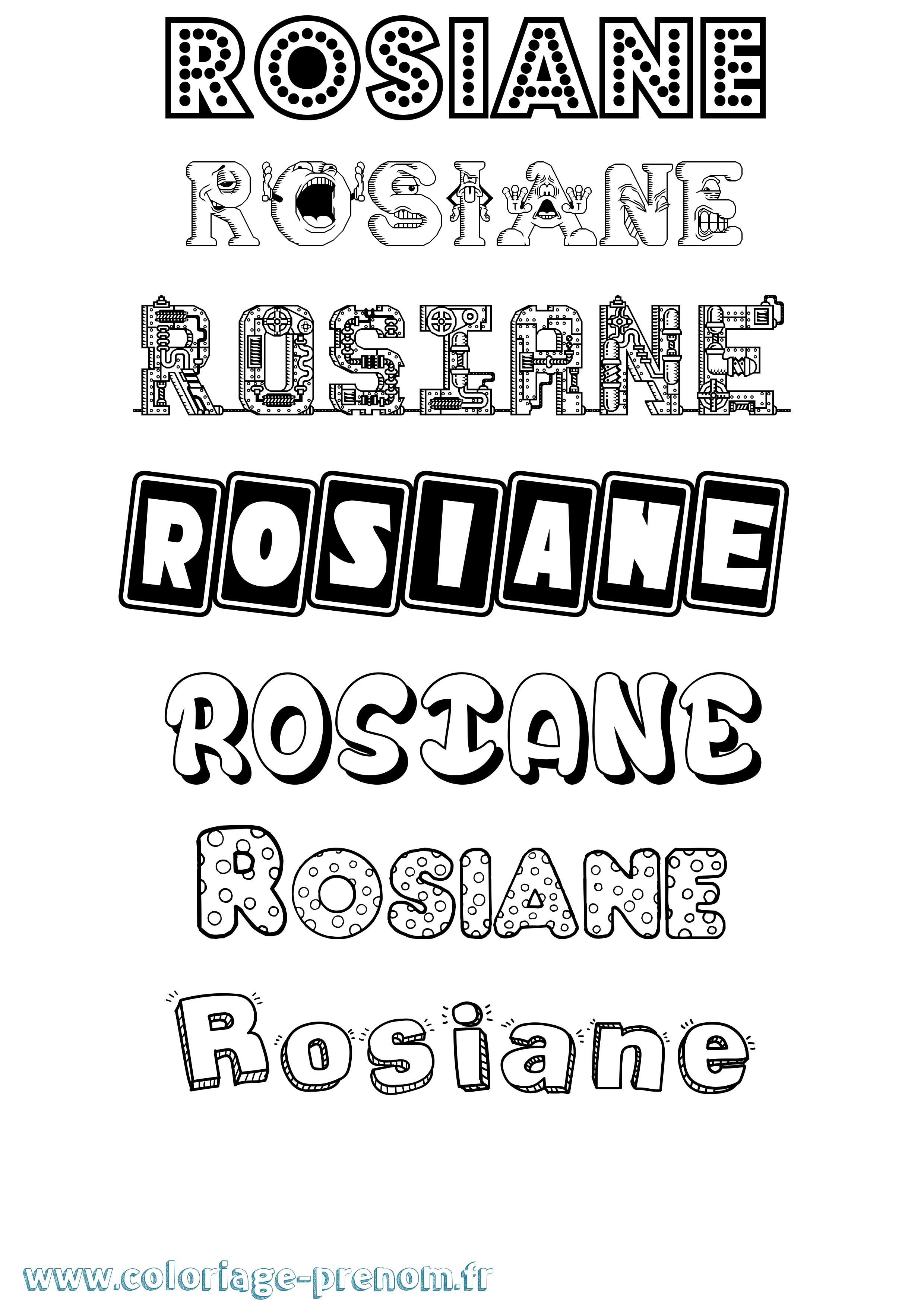 Coloriage Rosiane Fun Coloriage prénom Rosiane Fun