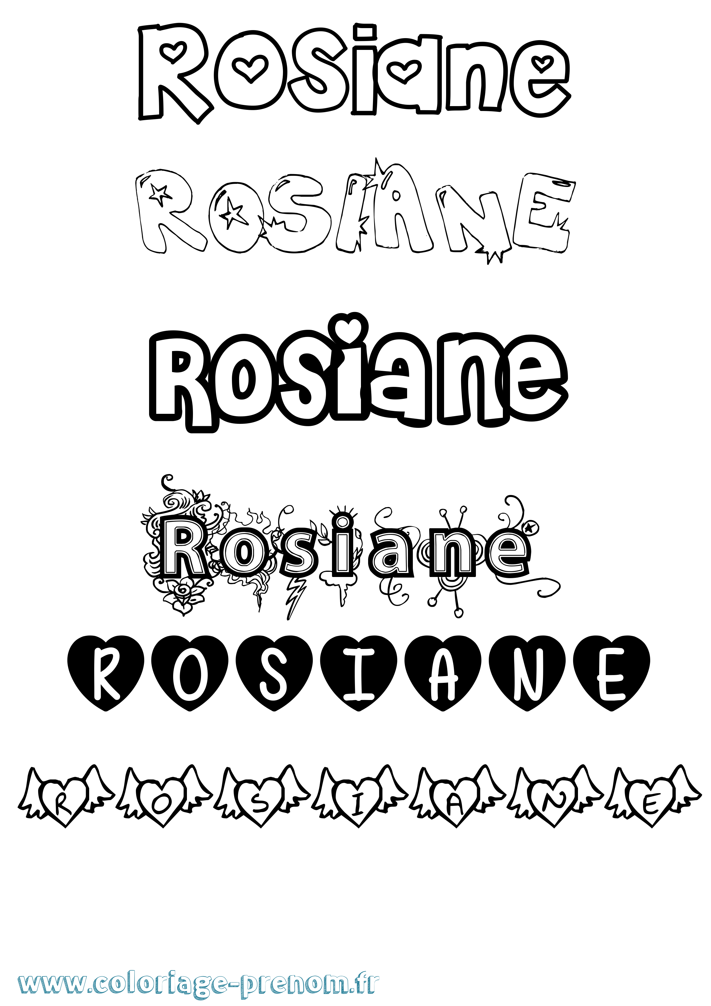 Coloriage Rosiane Girly Coloriage prénom Rosiane Girly