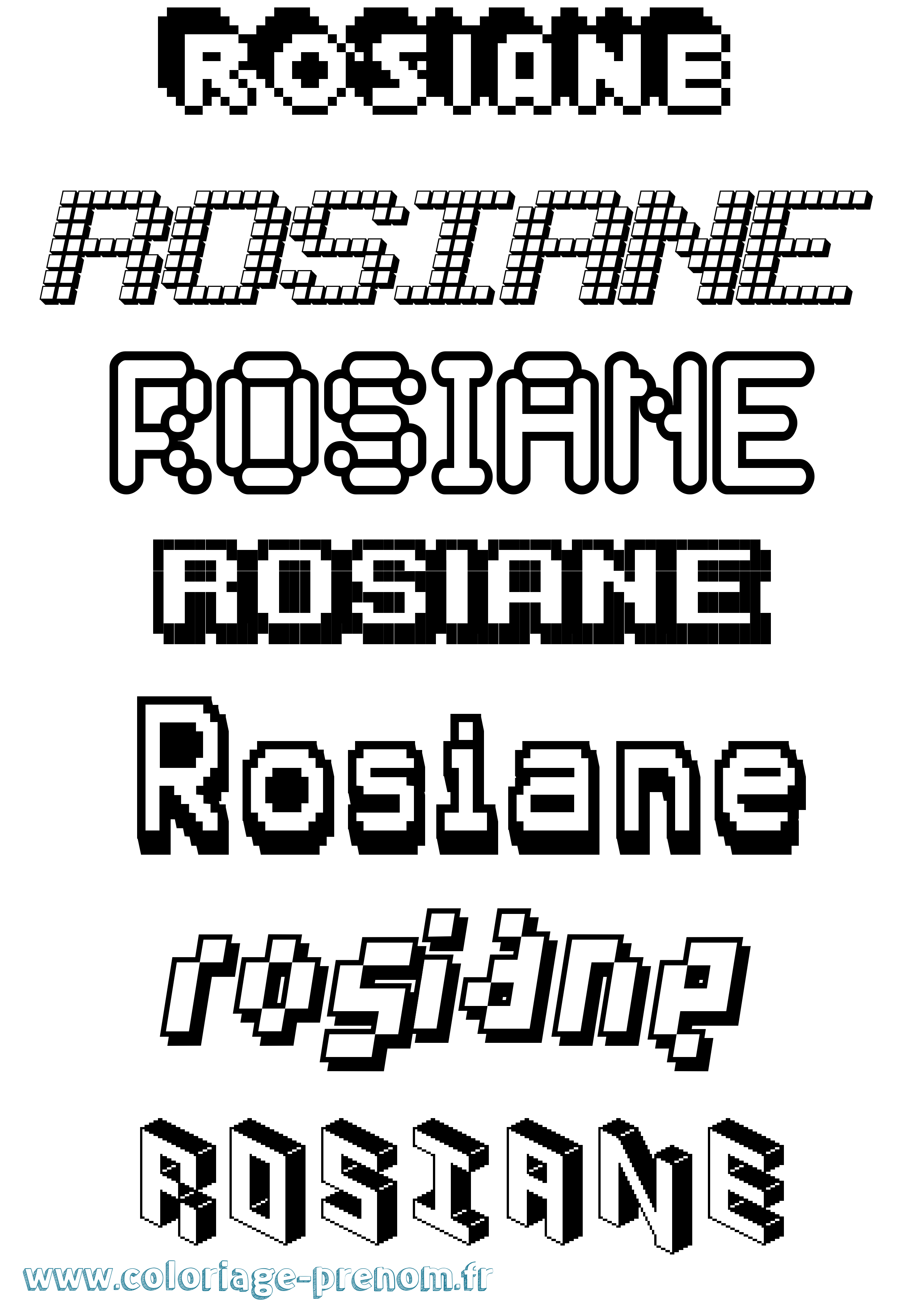 Coloriage Rosiane Pixel Coloriage prénom Rosiane Pixel