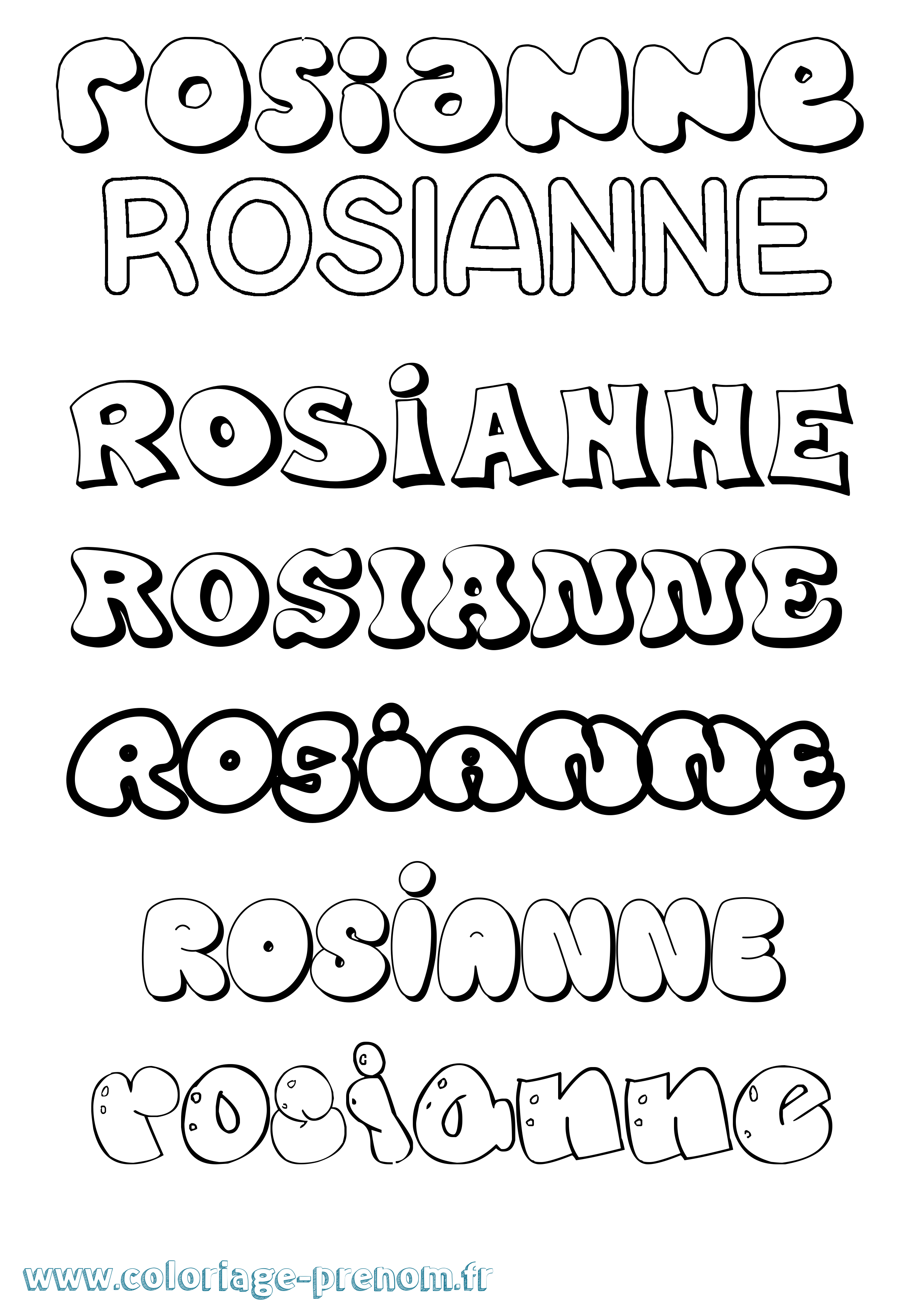 Coloriage Rosianne Bubble Coloriage prénom Rosianne Bubble