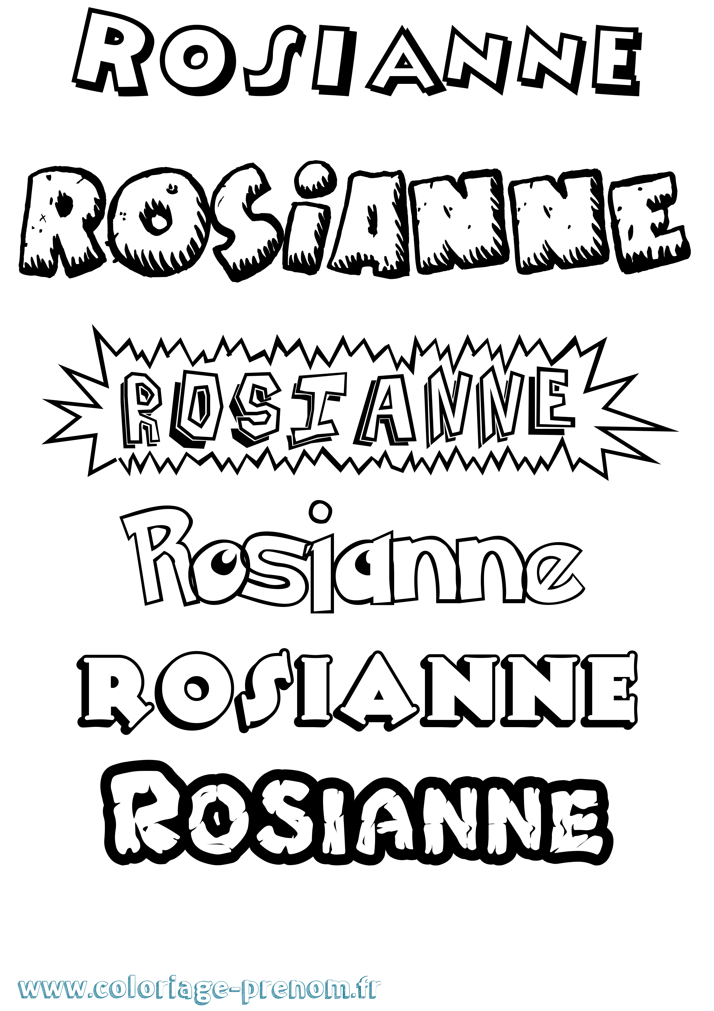 Coloriage Rosianne Dessin Animé Coloriage prénom Rosianne Dessin Animé