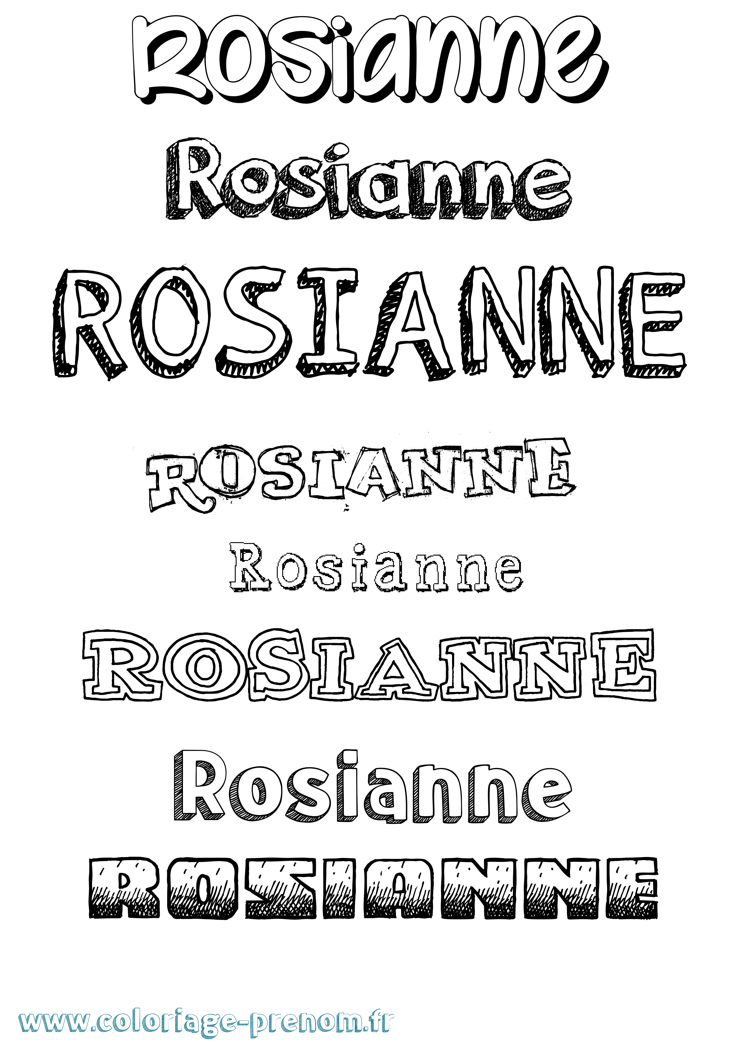 Coloriage Rosianne Dessiné Coloriage prénom Rosianne Dessiné