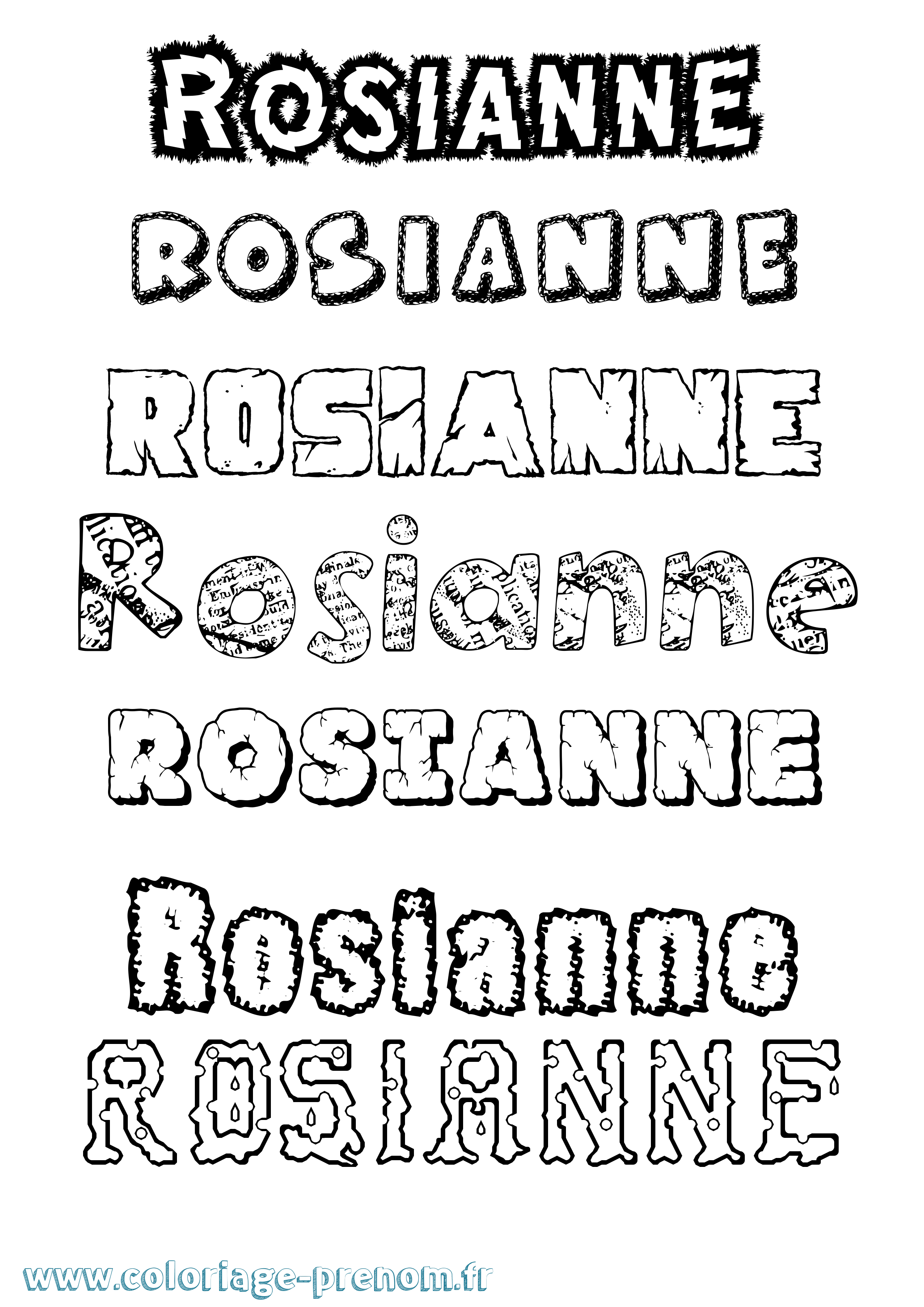 Coloriage Rosianne Destructuré Coloriage prénom Rosianne Destructuré