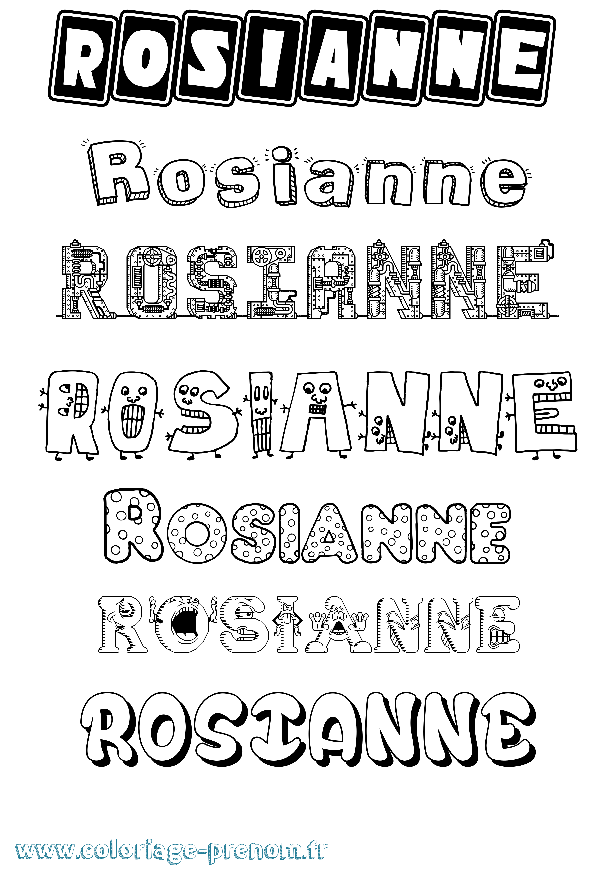 Coloriage Rosianne Fun Coloriage prénom Rosianne Fun