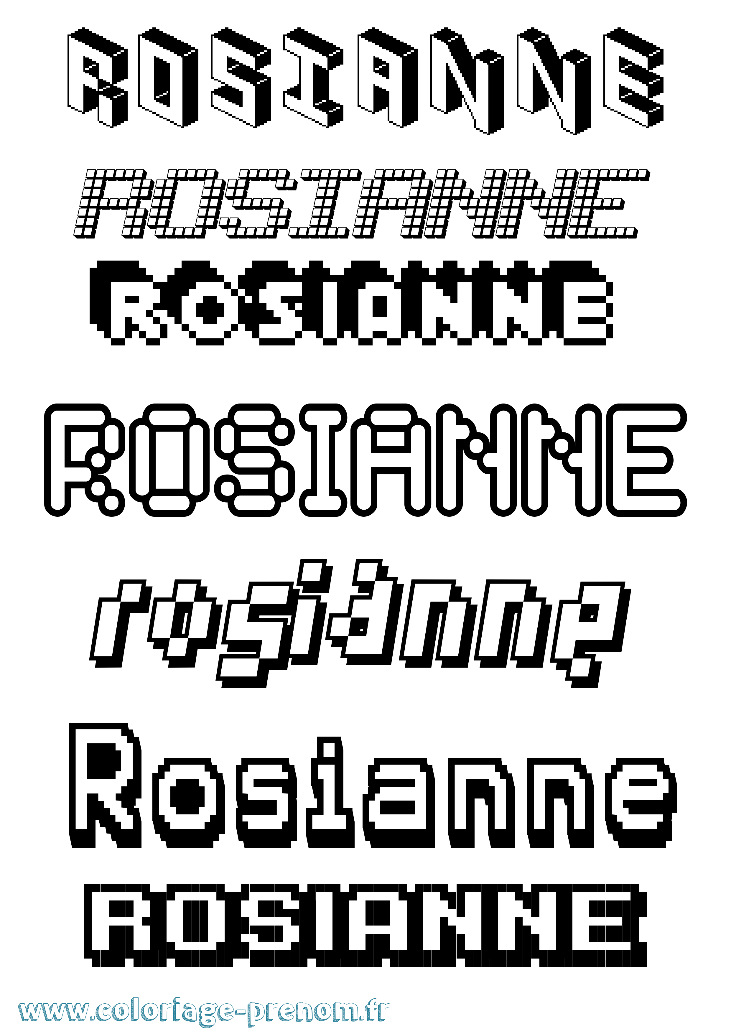 Coloriage Rosianne Pixel Coloriage prénom Rosianne Pixel
