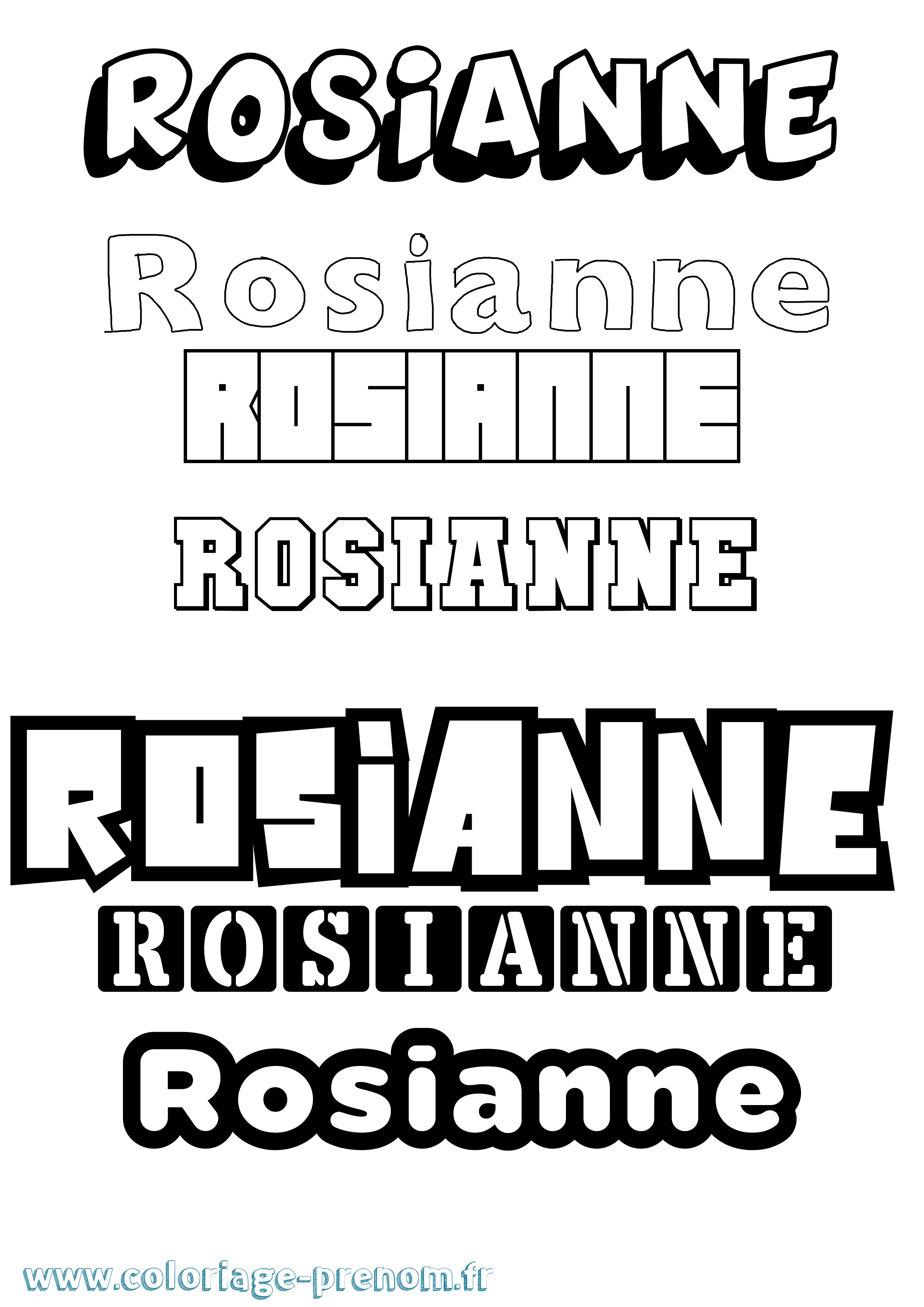 Coloriage Rosianne Simple Coloriage prénom Rosianne Simple