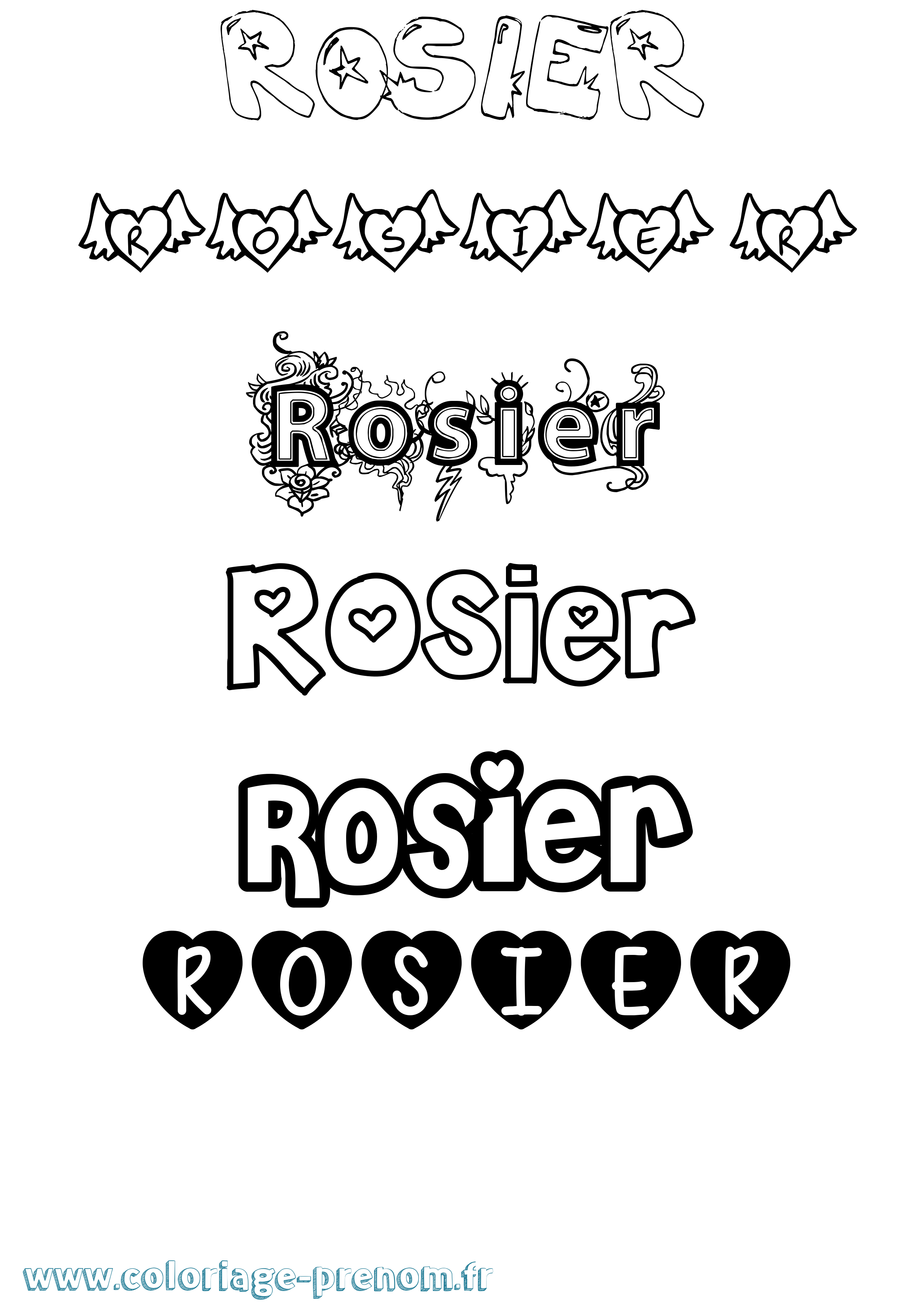 Coloriage Rosier Girly Coloriage prénom Rosier Girly