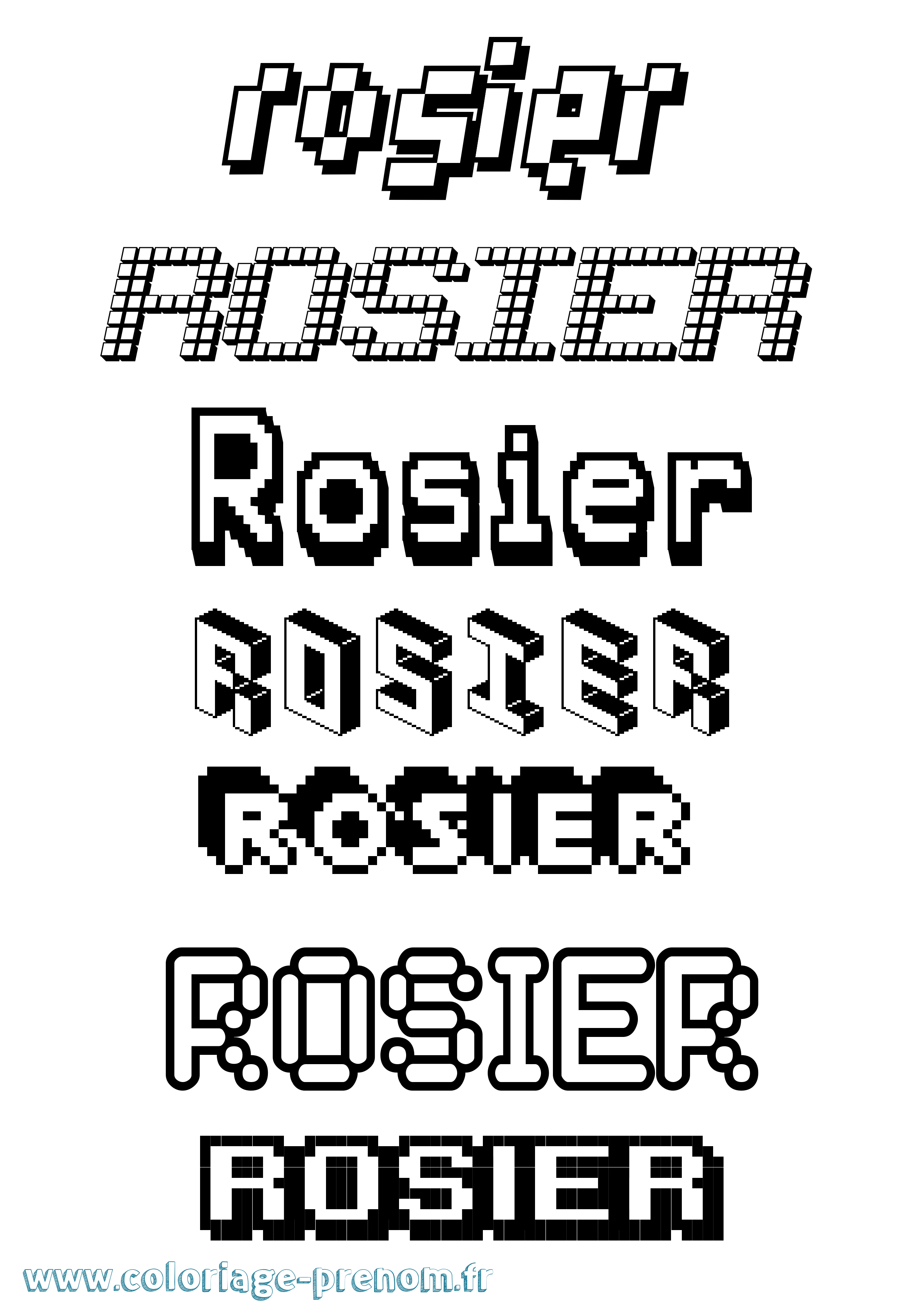 Coloriage Rosier Pixel Coloriage prénom Rosier Pixel
