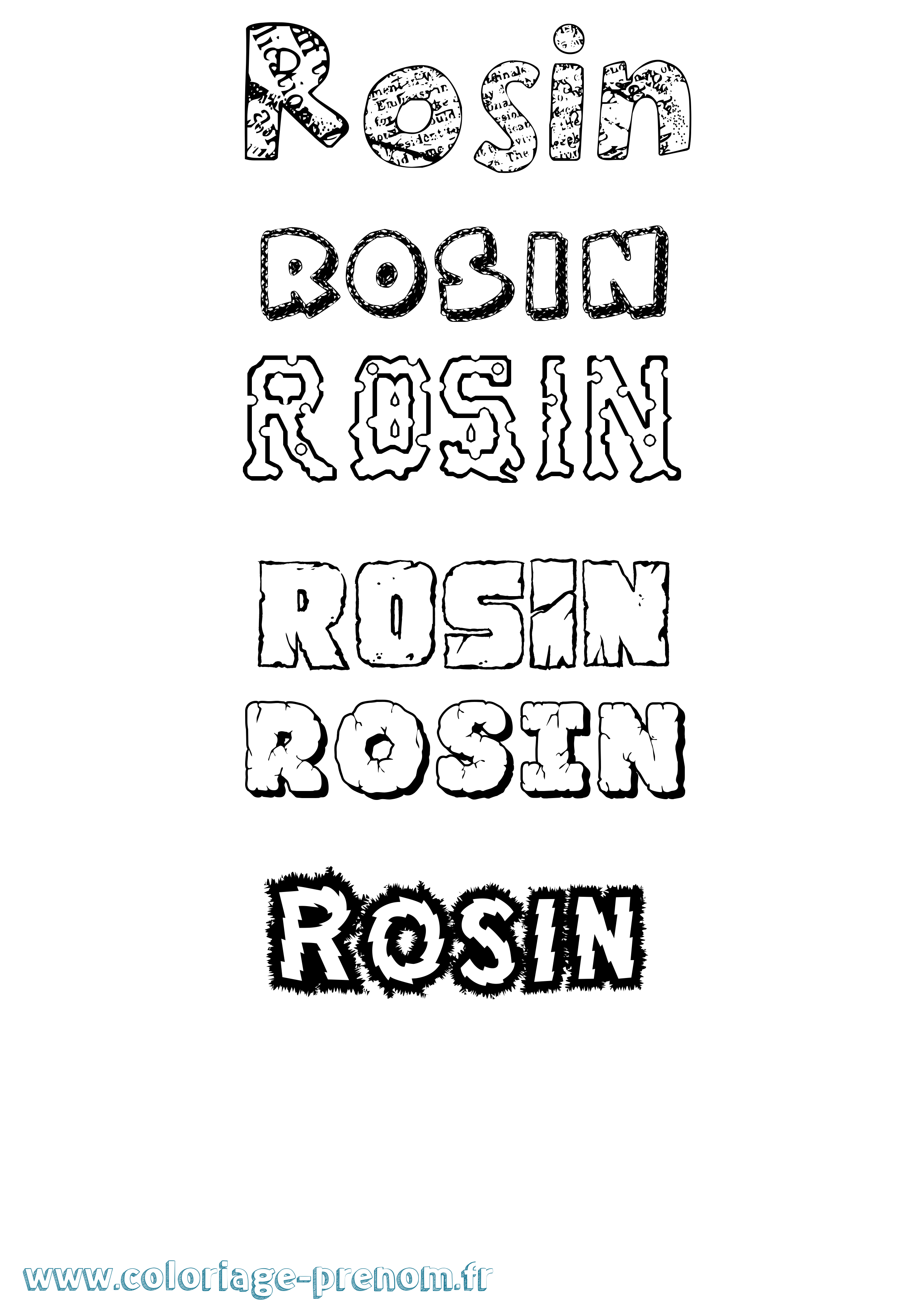 Coloriage Rosin Destructuré Coloriage prénom Rosin Destructuré