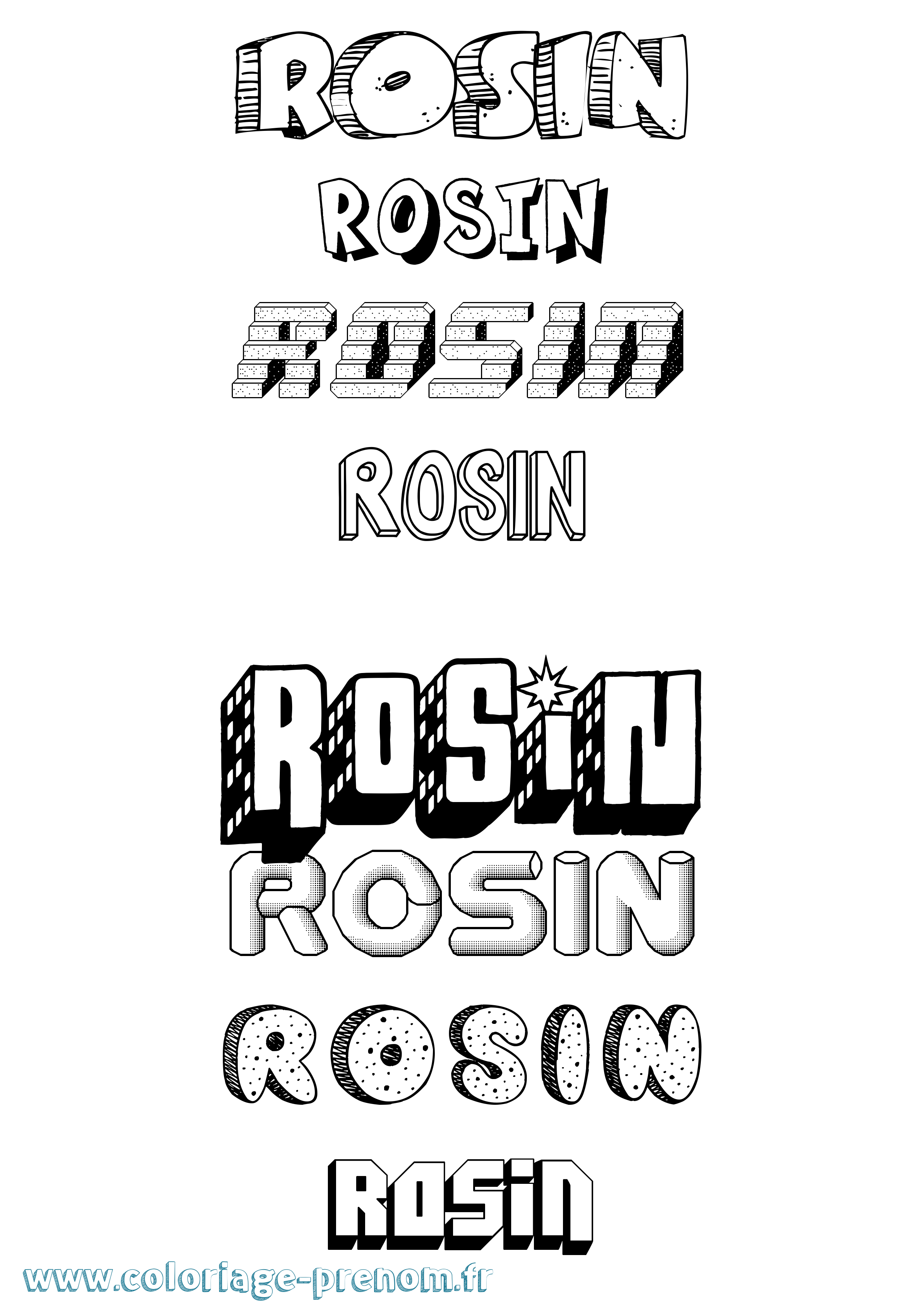 Coloriage Rosin Effet 3D Coloriage prénom Rosin Effet 3D