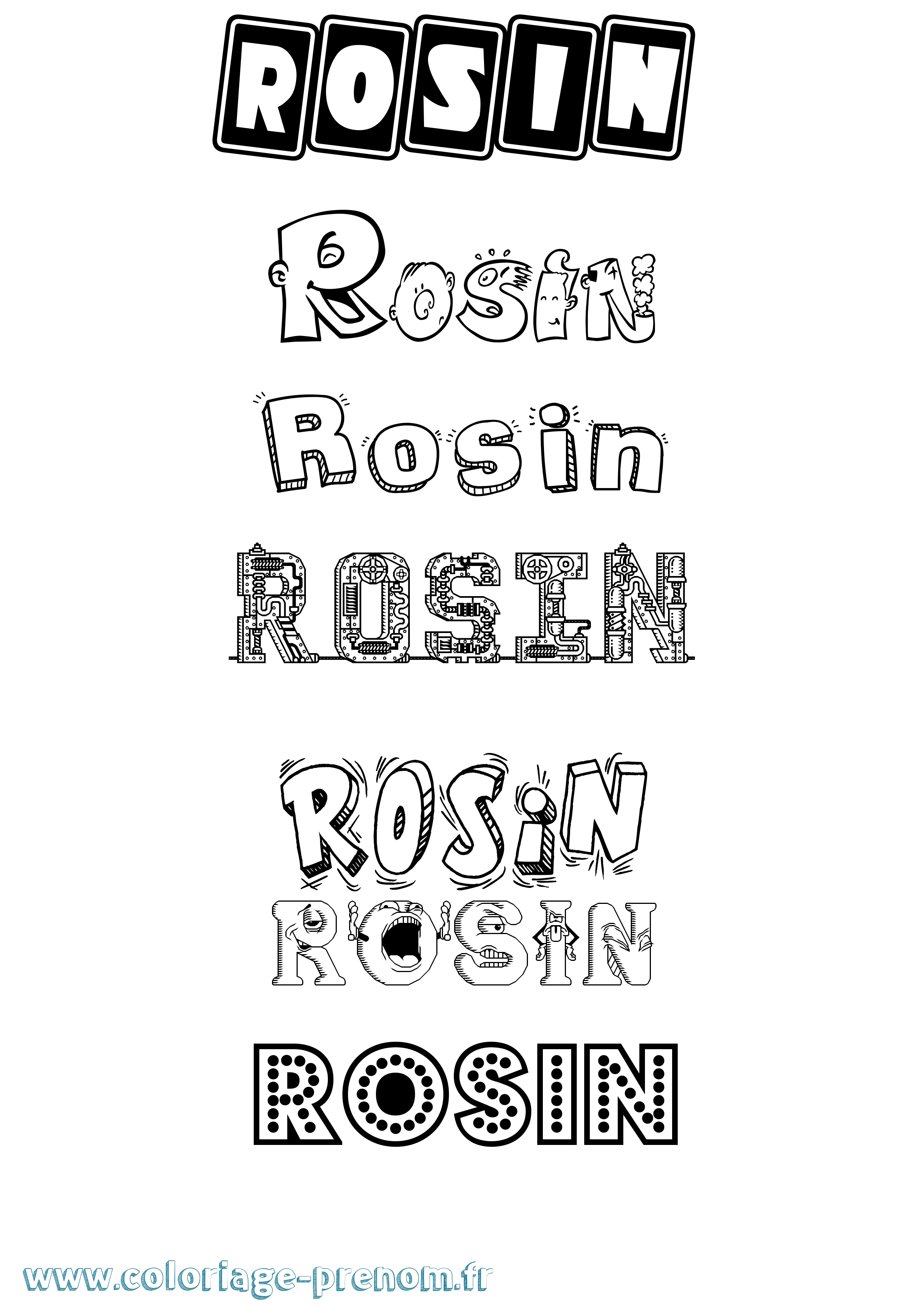 Coloriage Rosin Fun Coloriage prénom Rosin Fun