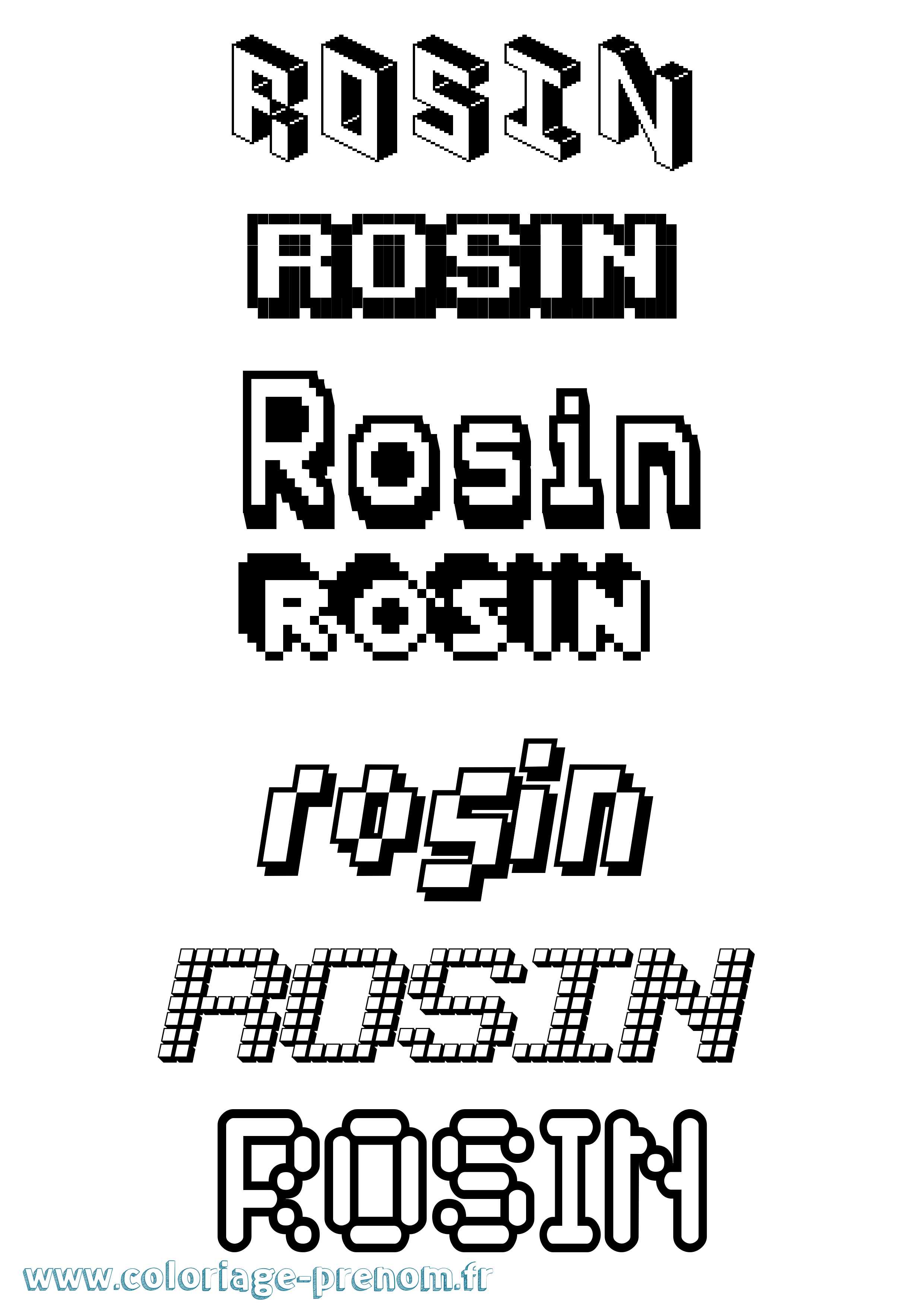 Coloriage Rosin Pixel Coloriage prénom Rosin Pixel