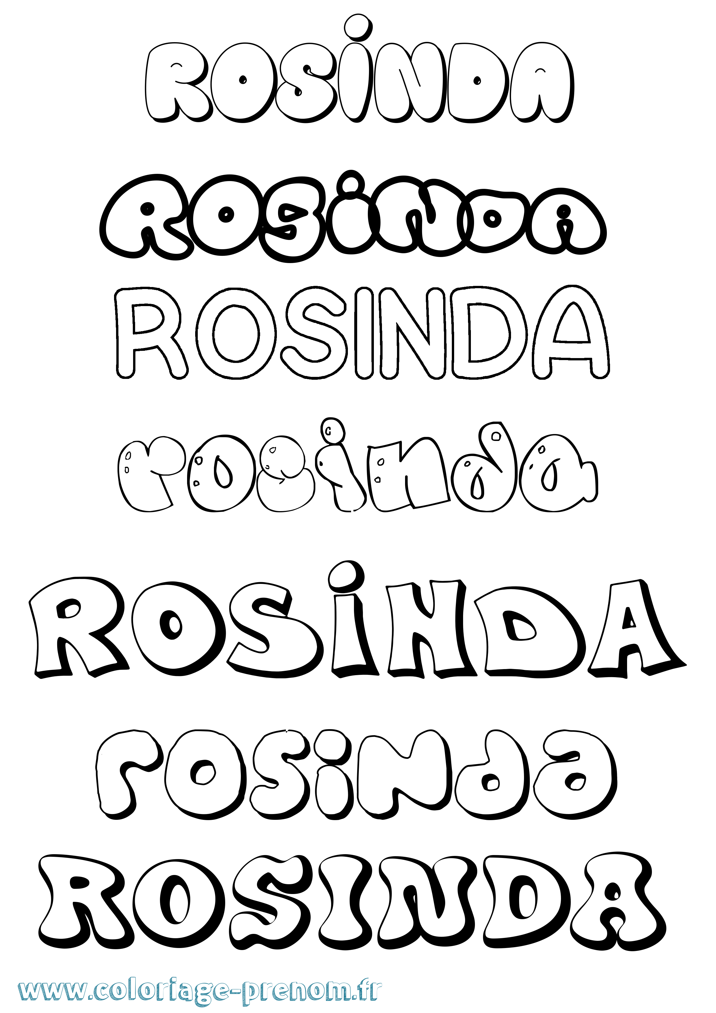 Coloriage Rosinda Bubble Coloriage prénom Rosinda Bubble