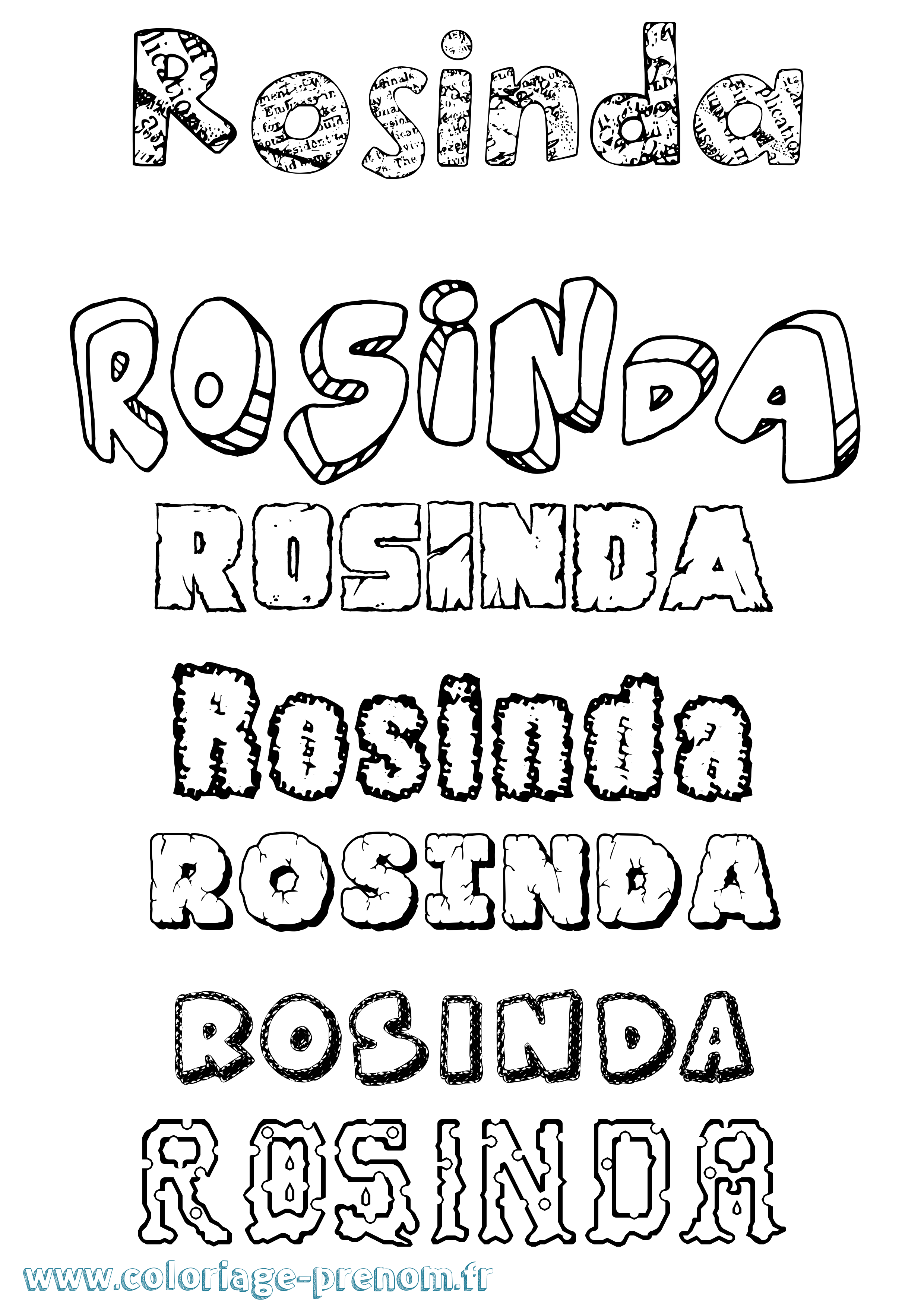 Coloriage Rosinda Destructuré Coloriage prénom Rosinda Destructuré