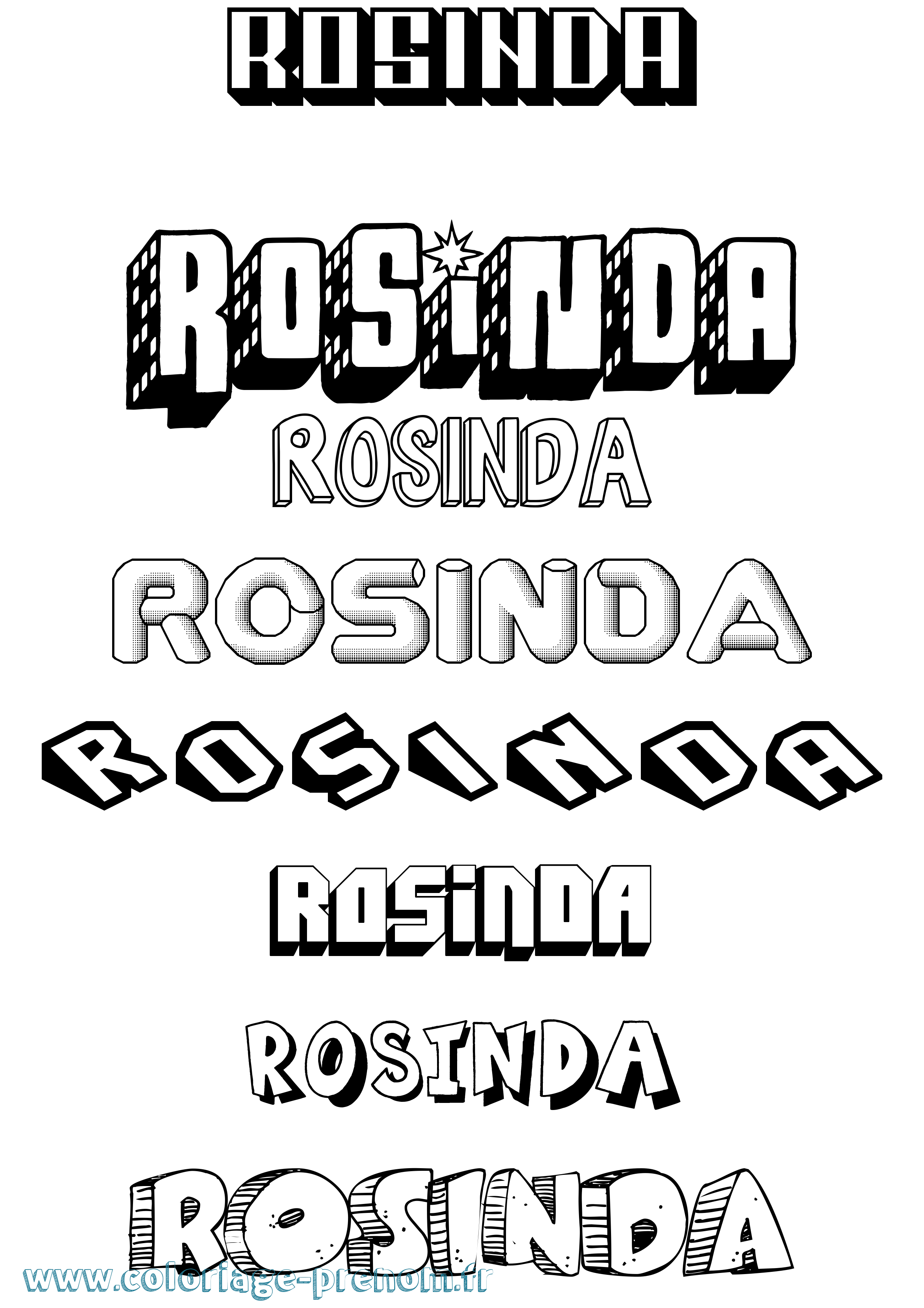 Coloriage Rosinda Effet 3D Coloriage prénom Rosinda Effet 3D