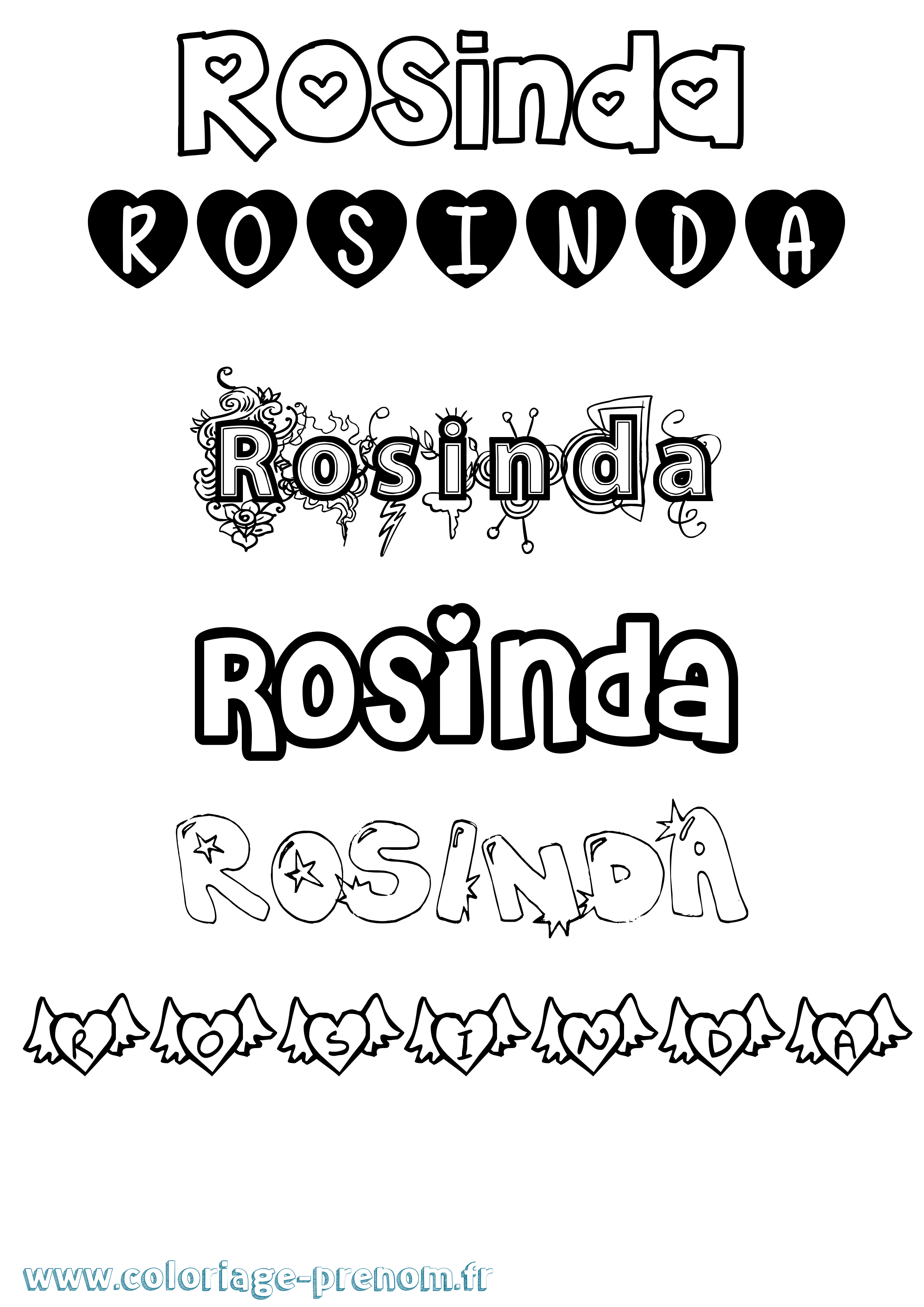 Coloriage Rosinda Girly Coloriage prénom Rosinda Girly