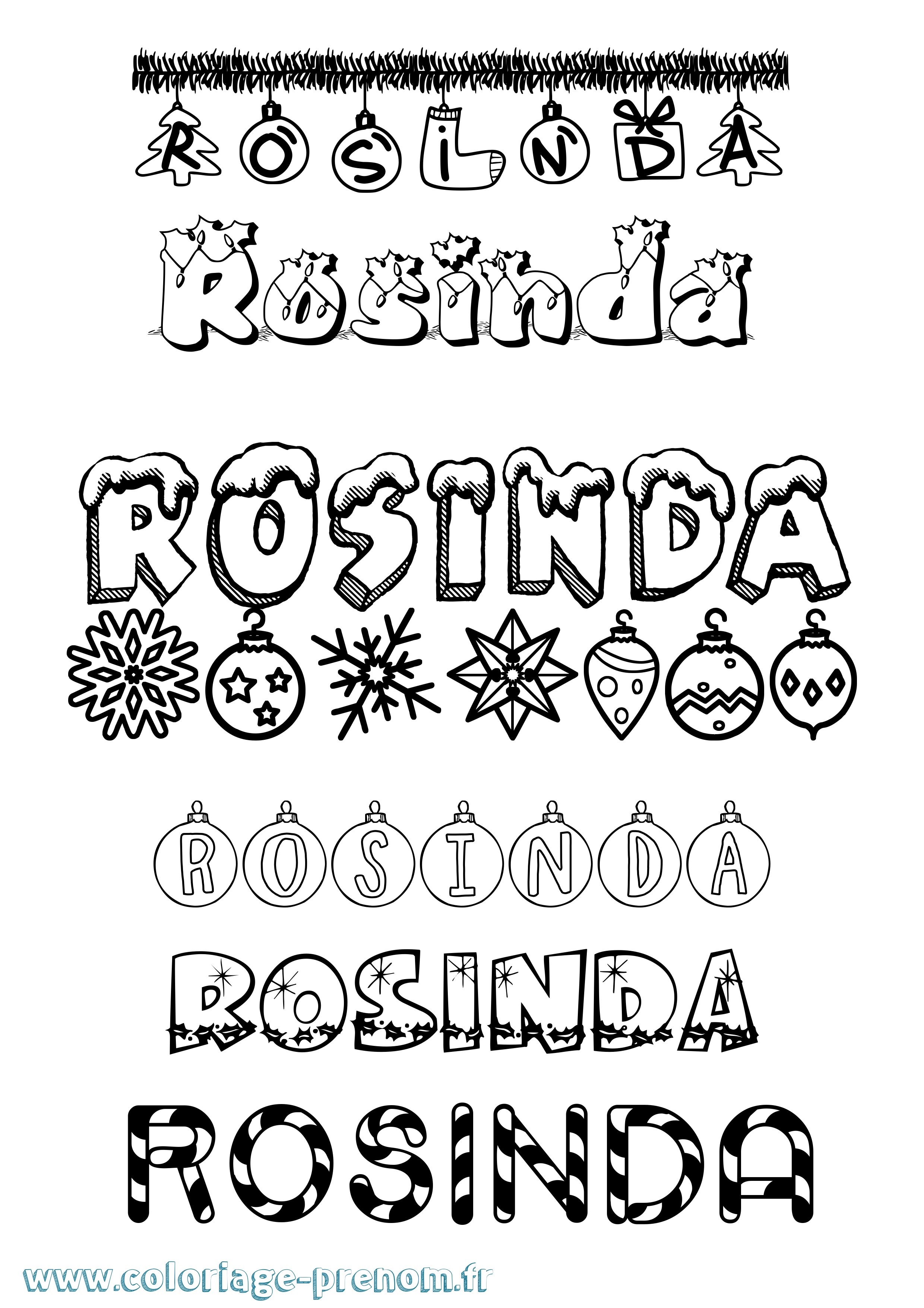 Coloriage Rosinda Noël Coloriage prénom Rosinda Noël
