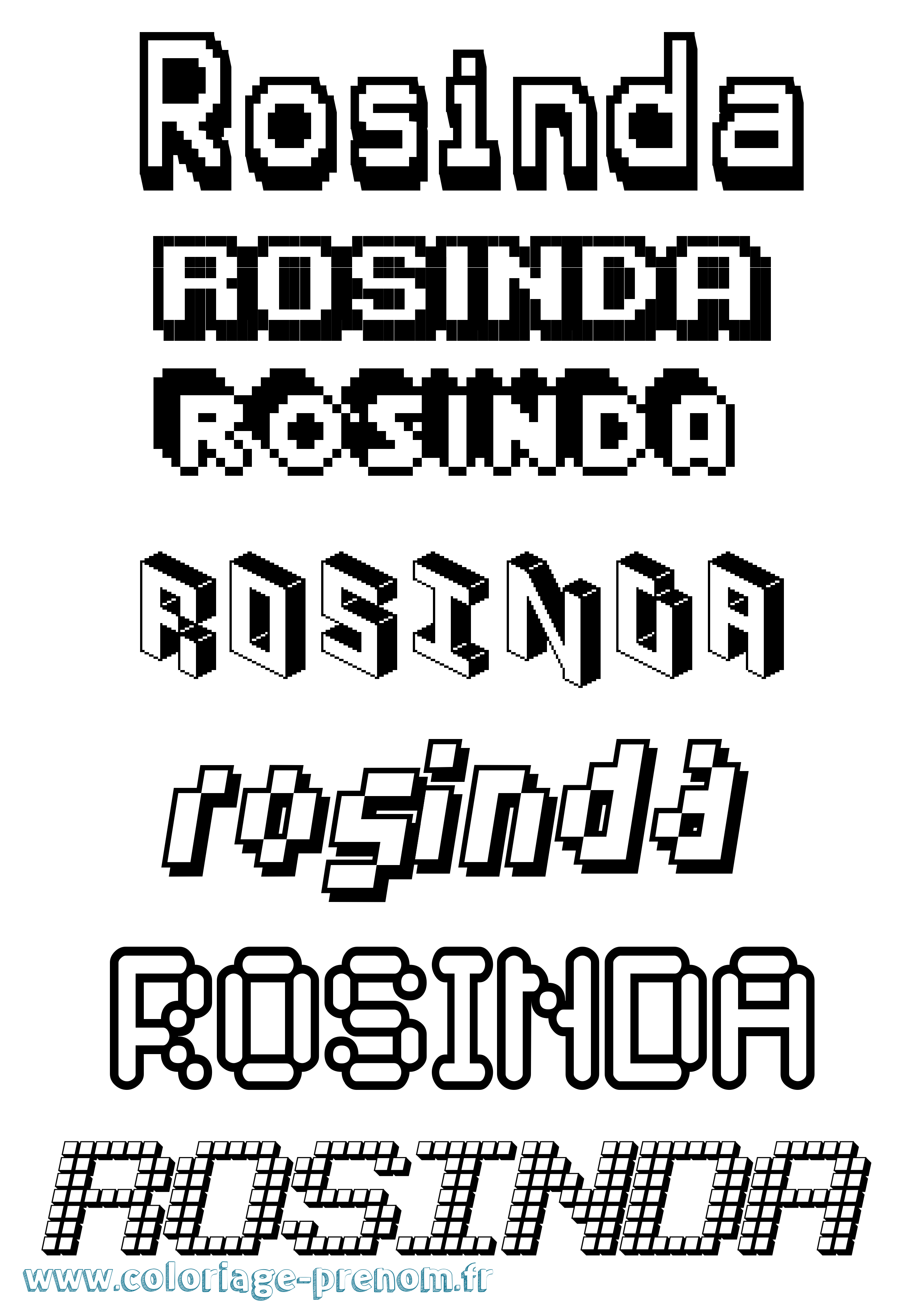 Coloriage Rosinda Pixel Coloriage prénom Rosinda Pixel