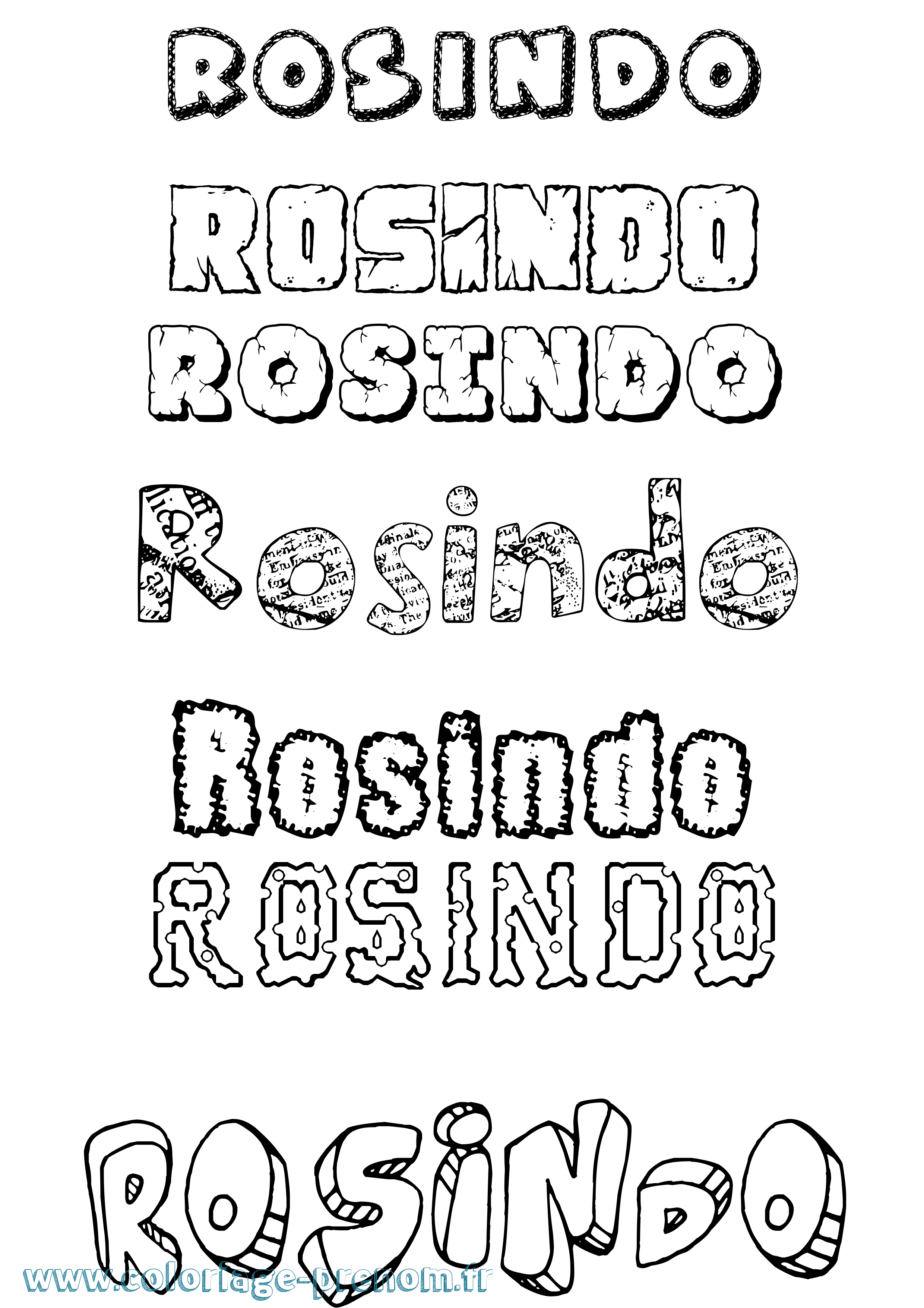 Coloriage Rosindo Destructuré Coloriage prénom Rosindo Destructuré