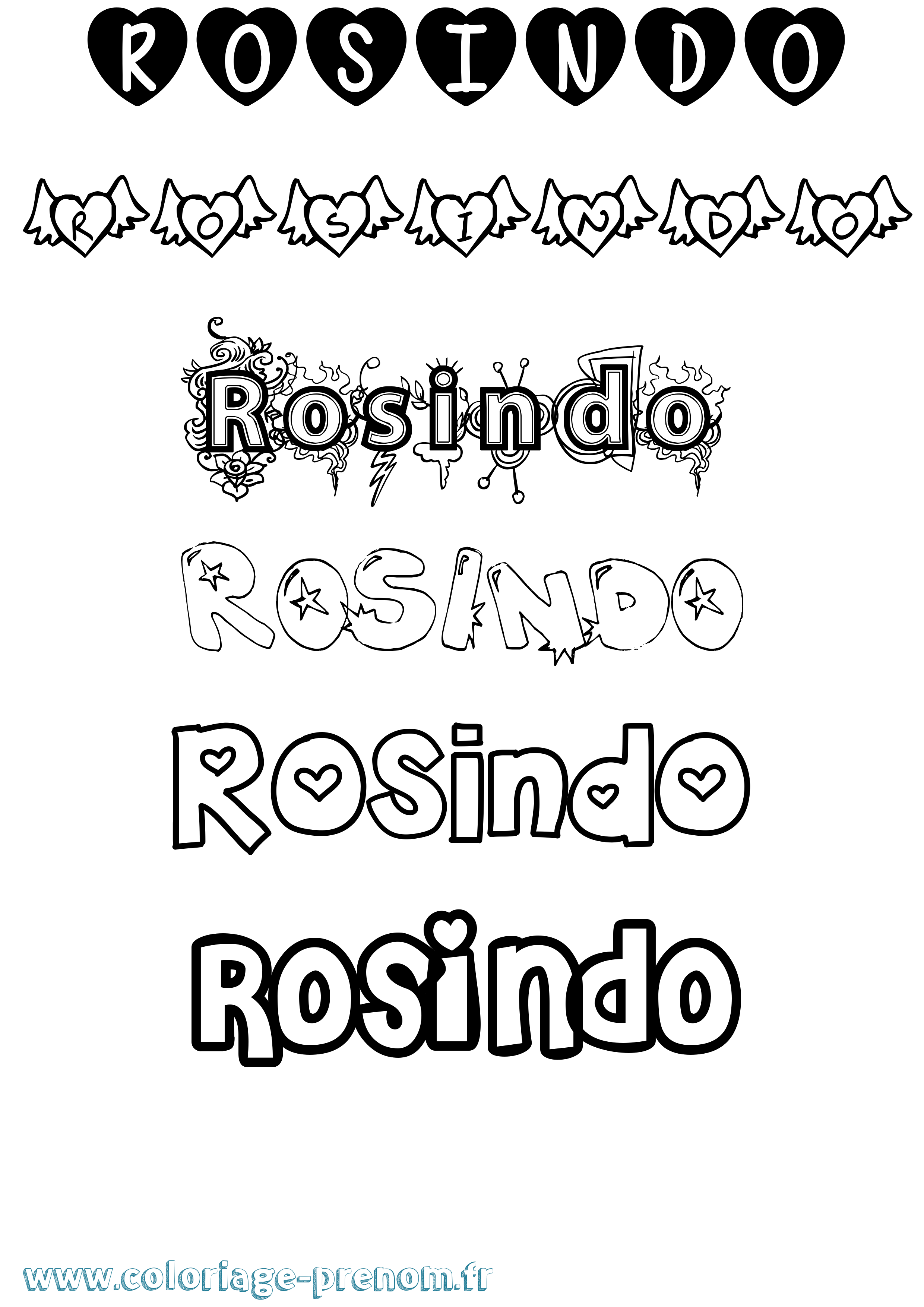 Coloriage Rosindo Girly Coloriage prénom Rosindo Girly