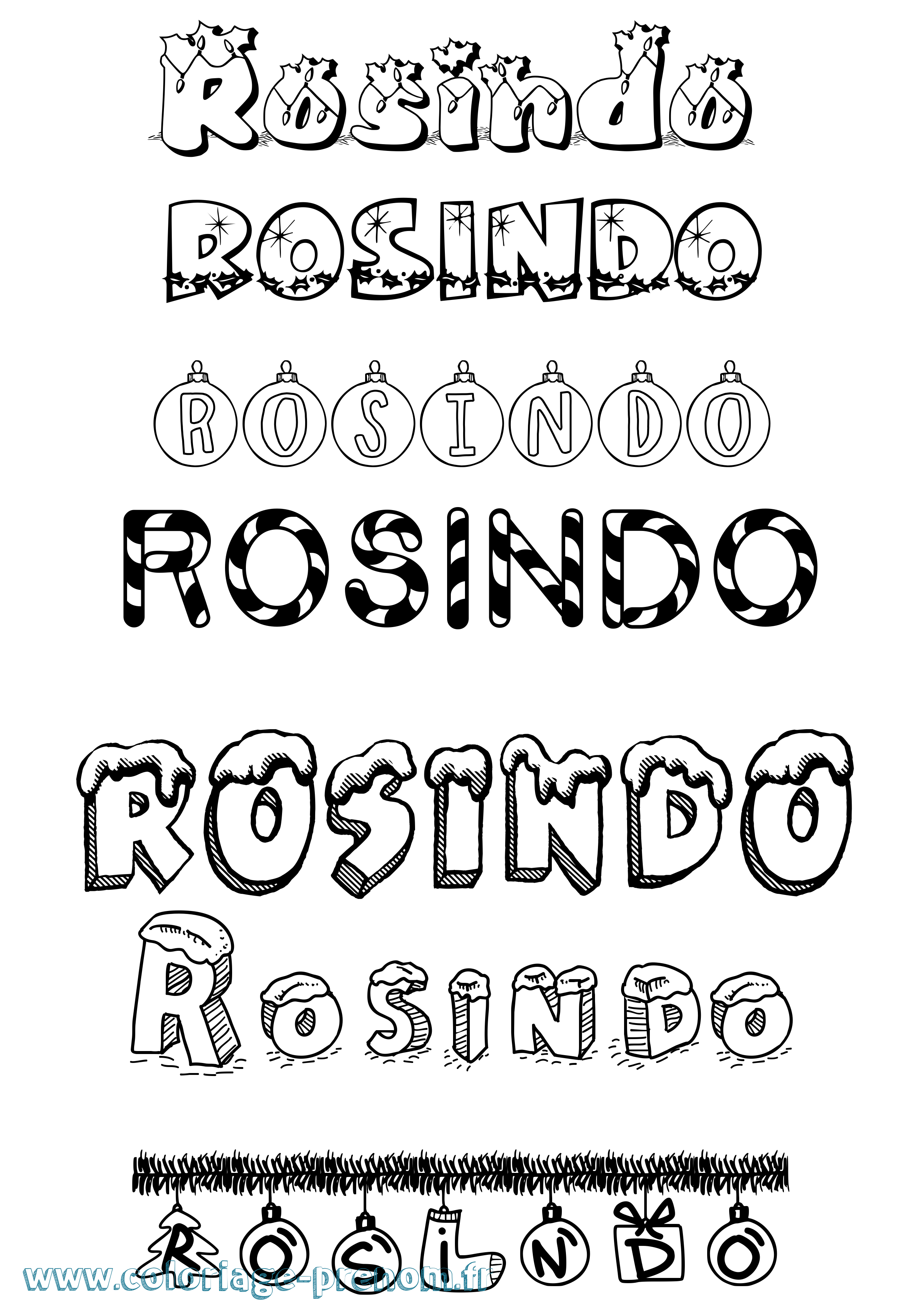 Coloriage Rosindo Noël Coloriage prénom Rosindo Noël