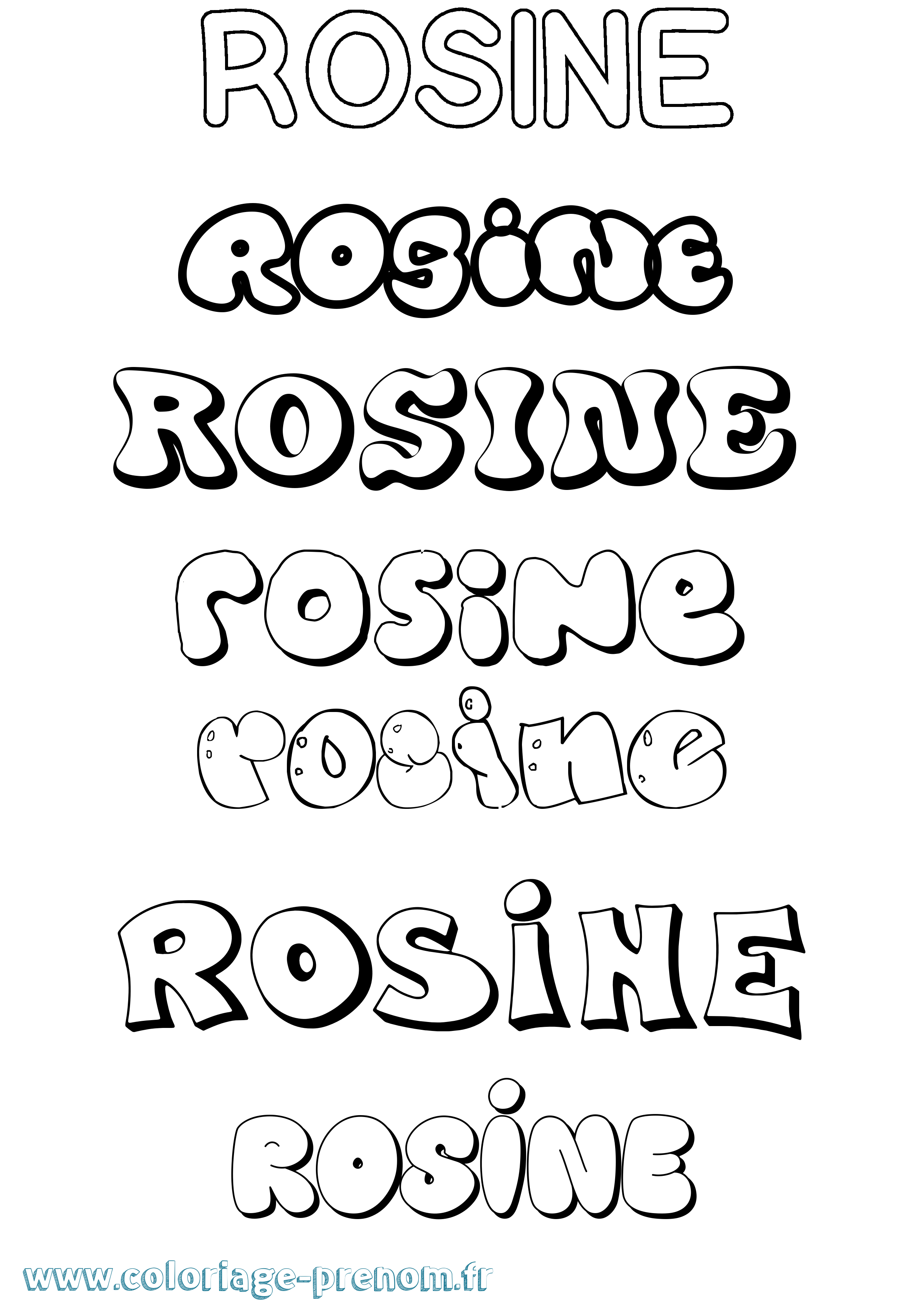 Coloriage Rosine Bubble Coloriage prénom Rosine Bubble