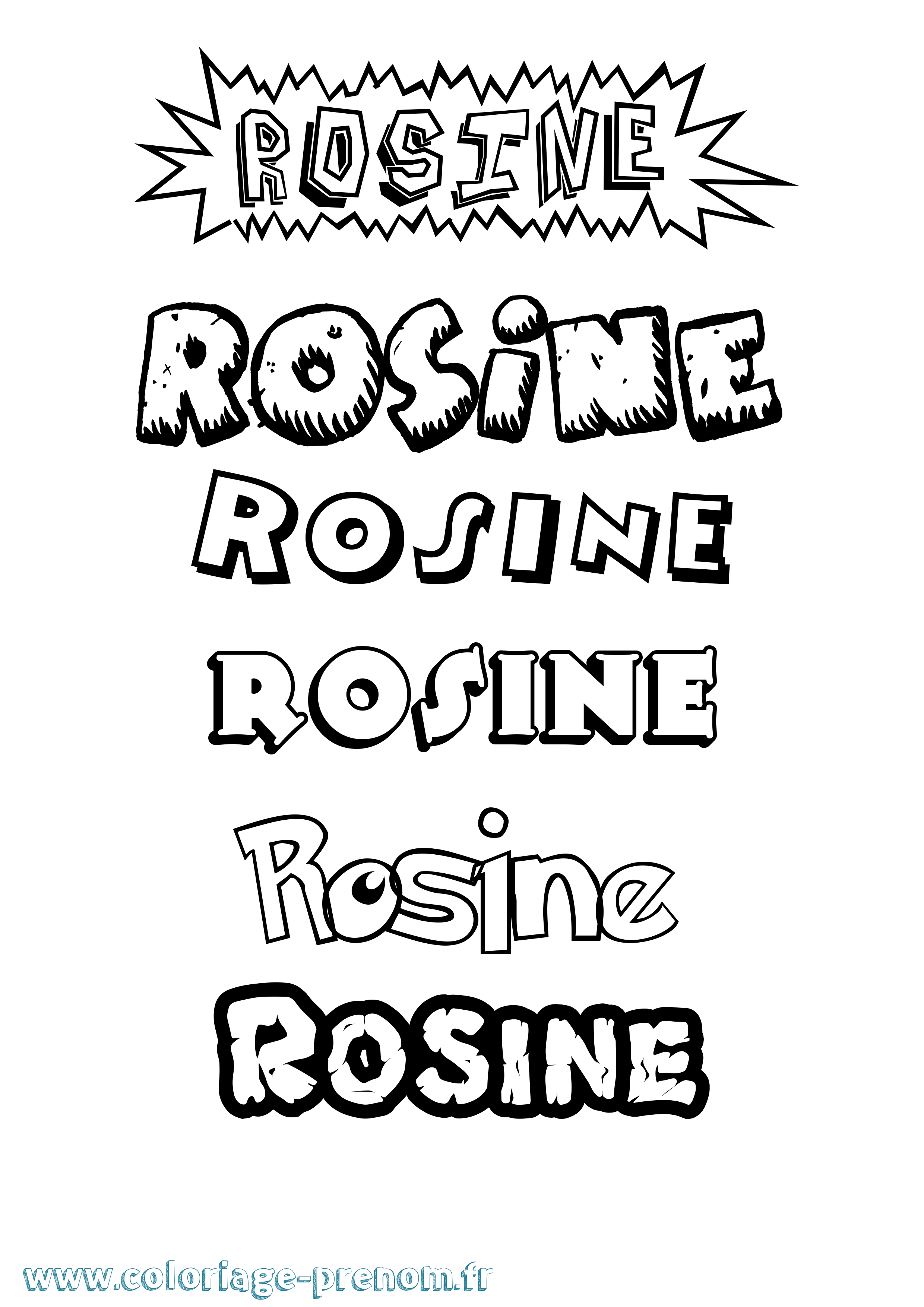 Coloriage Rosine Dessin Animé Coloriage prénom Rosine Dessin Animé