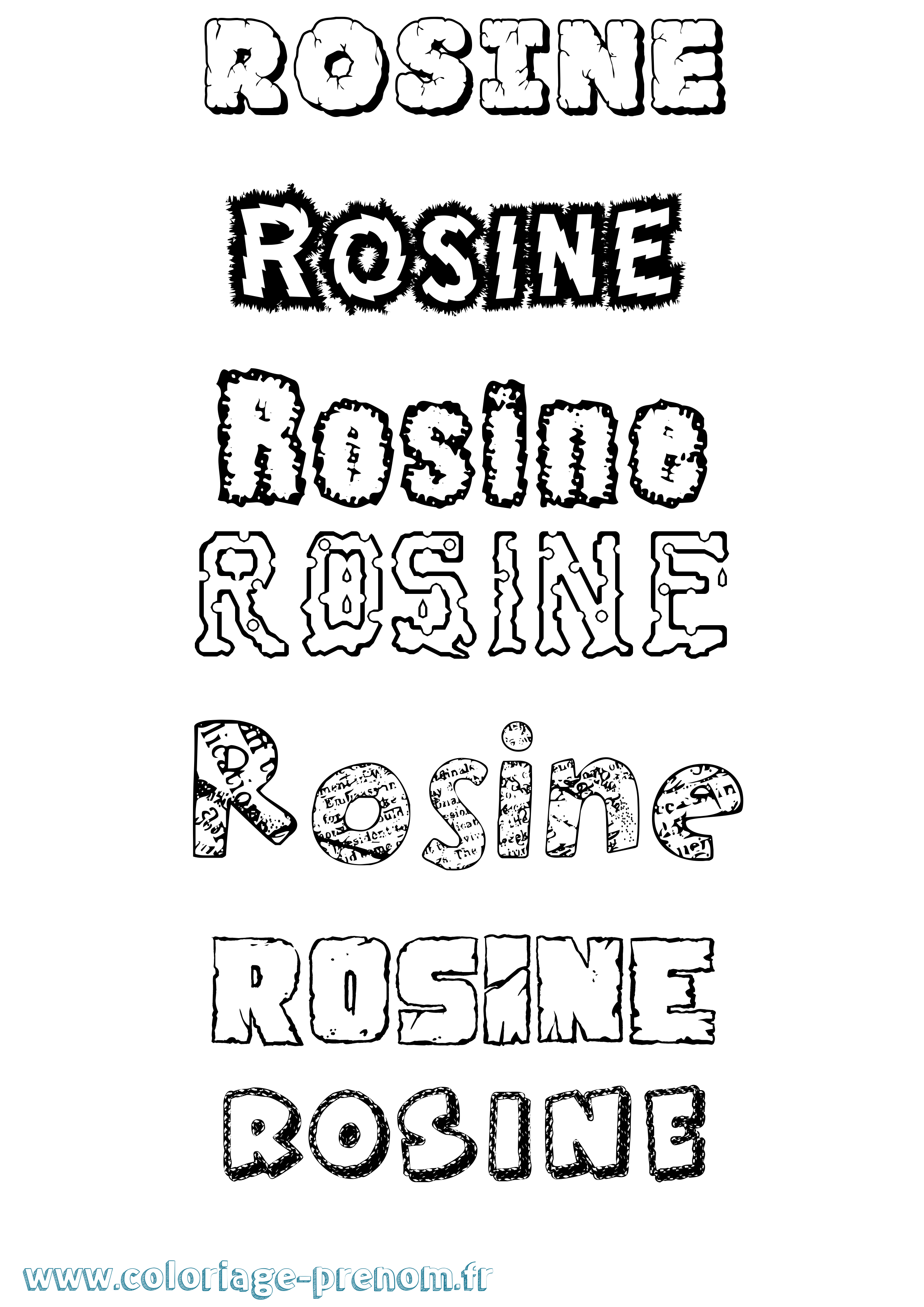 Coloriage Rosine Destructuré Coloriage prénom Rosine Destructuré
