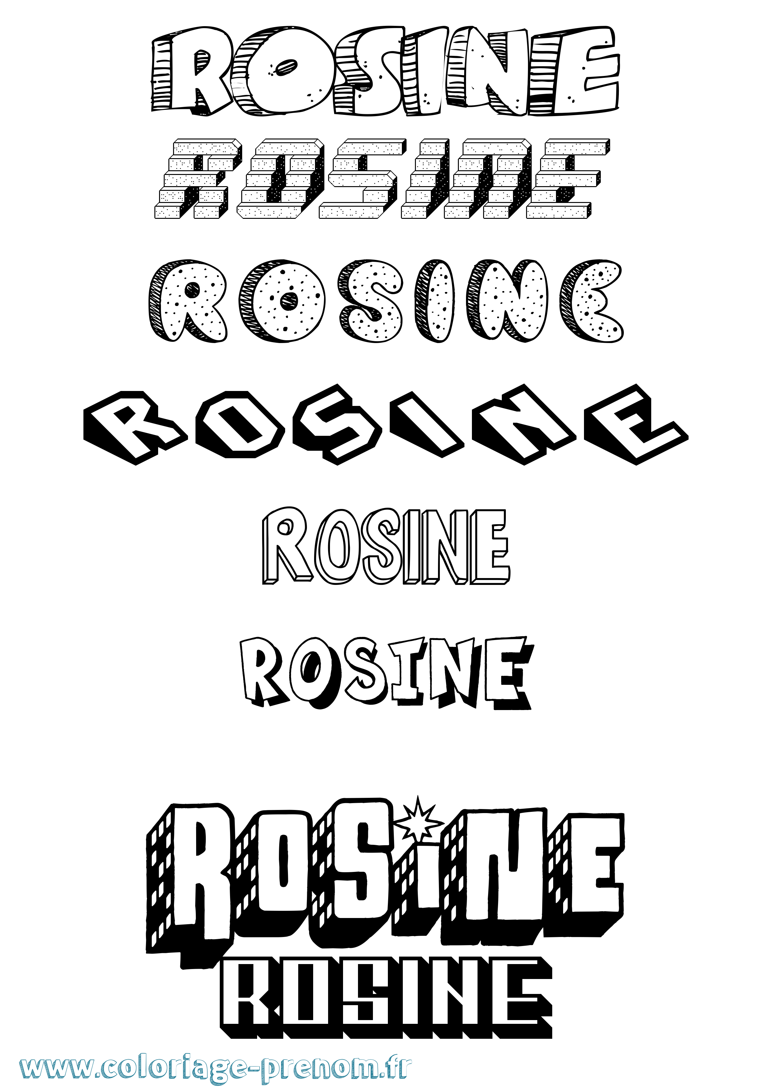 Coloriage Rosine Effet 3D Coloriage prénom Rosine Effet 3D