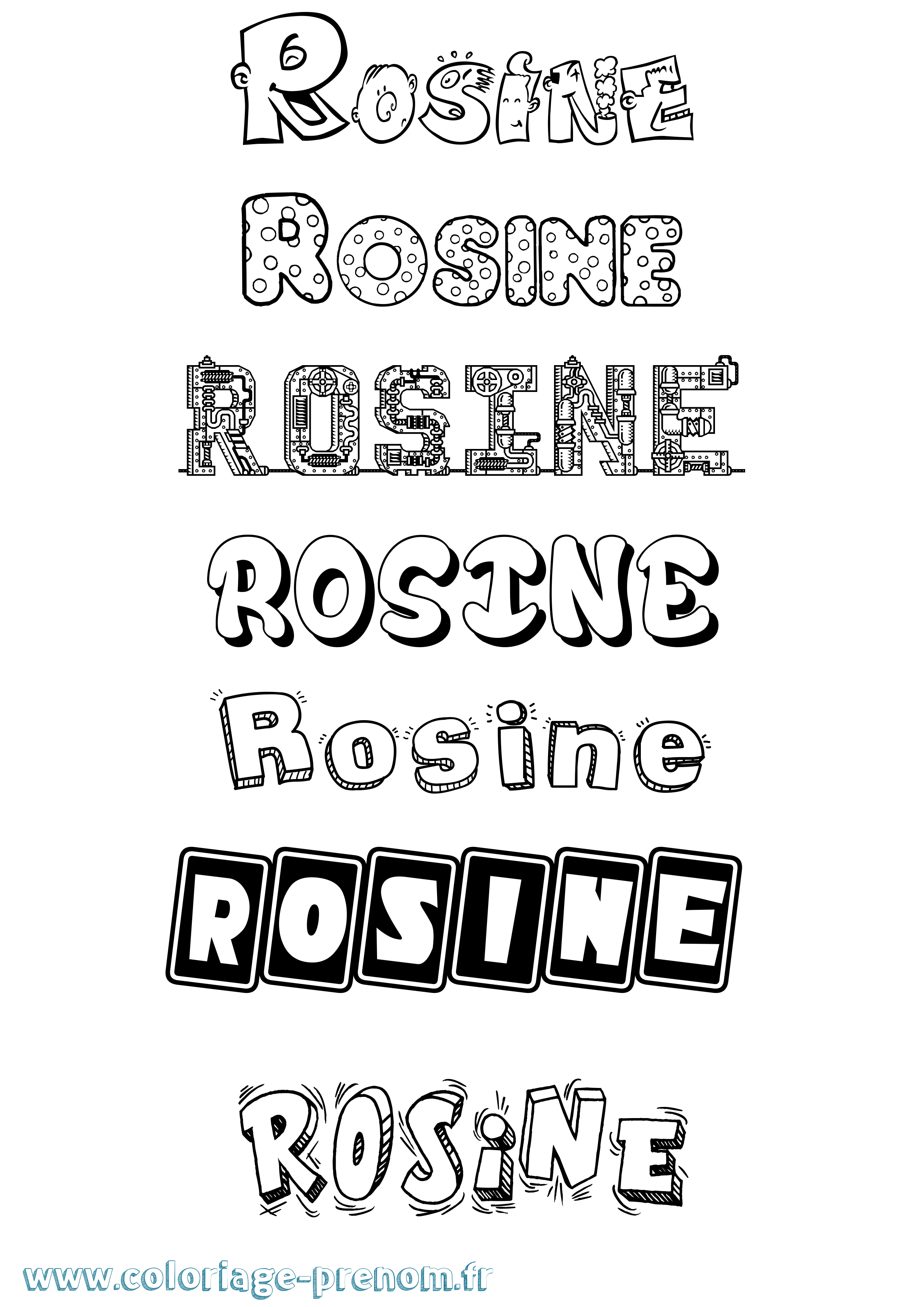 Coloriage Rosine Fun Coloriage prénom Rosine Fun