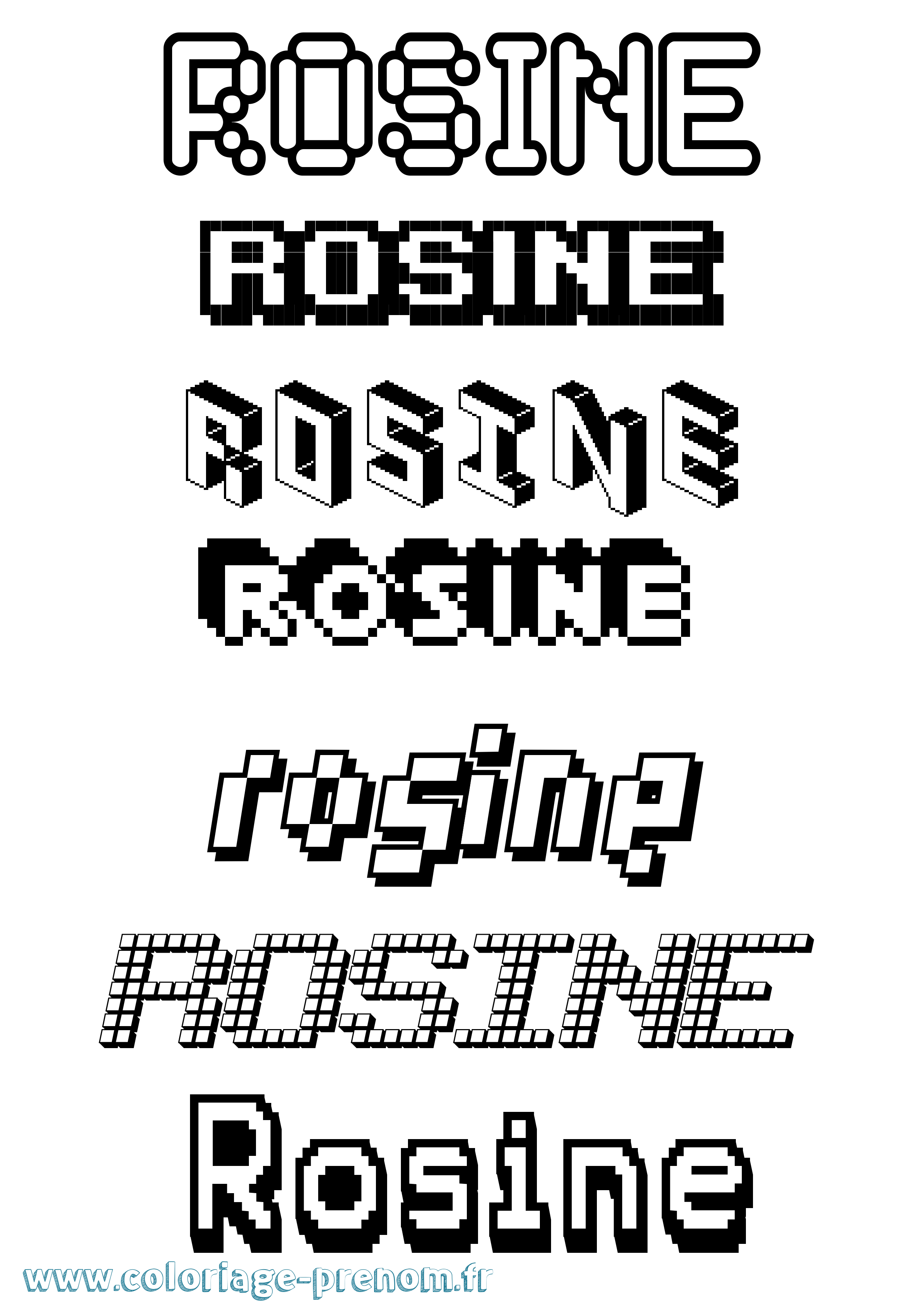 Coloriage Rosine Pixel Coloriage prénom Rosine Pixel