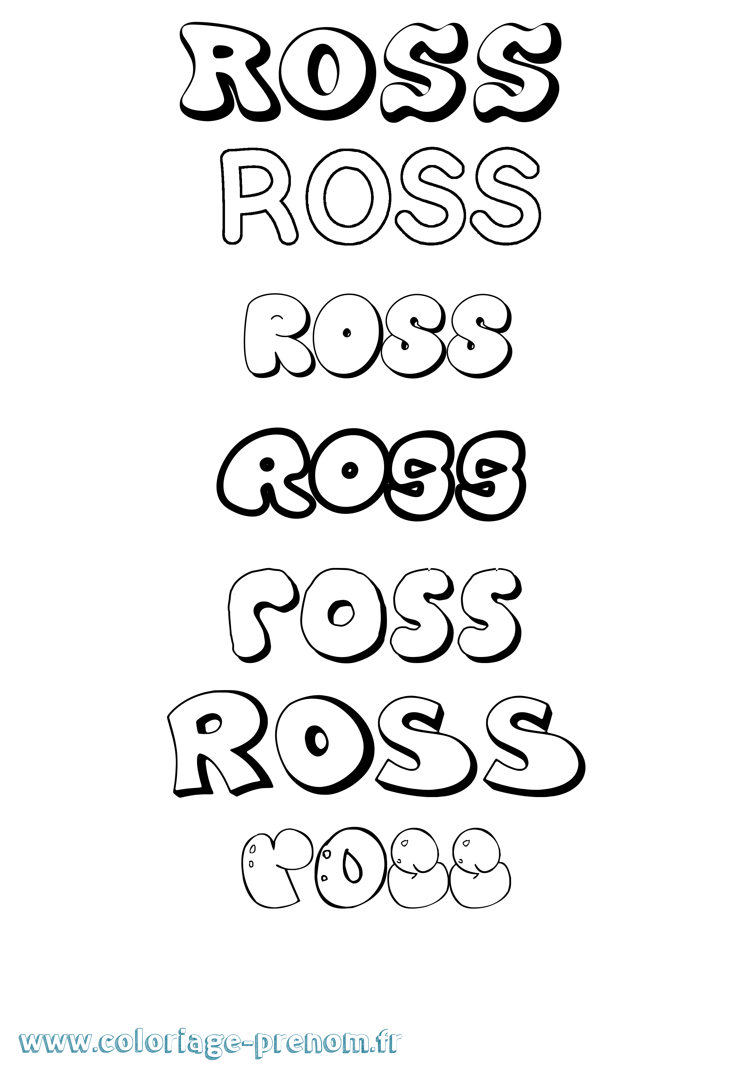 Coloriage Ross Bubble Coloriage prénom Ross Bubble
