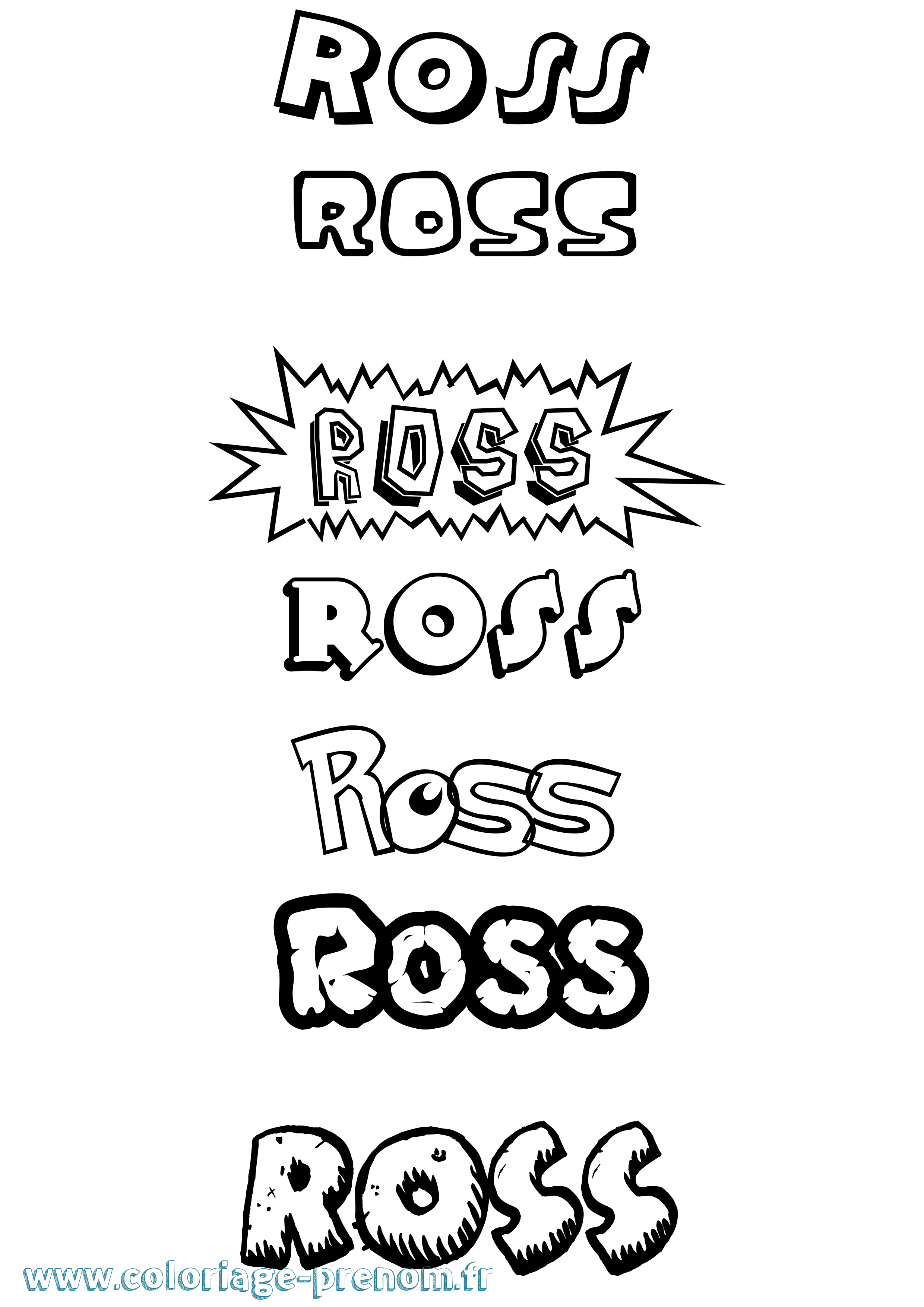 Coloriage Ross Dessin Animé Coloriage prénom Ross Dessin Animé