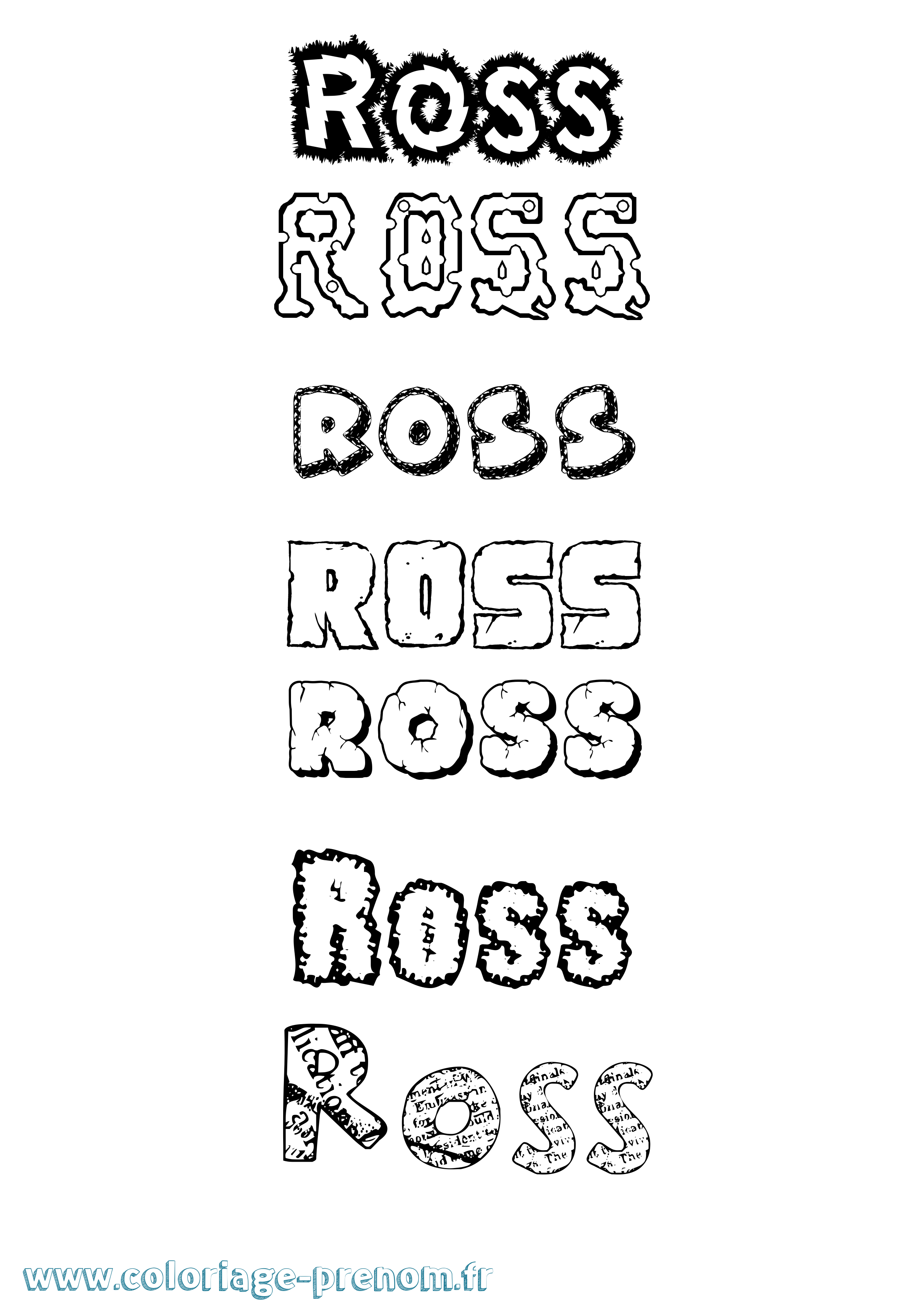 Coloriage Ross Destructuré Coloriage prénom Ross Destructuré