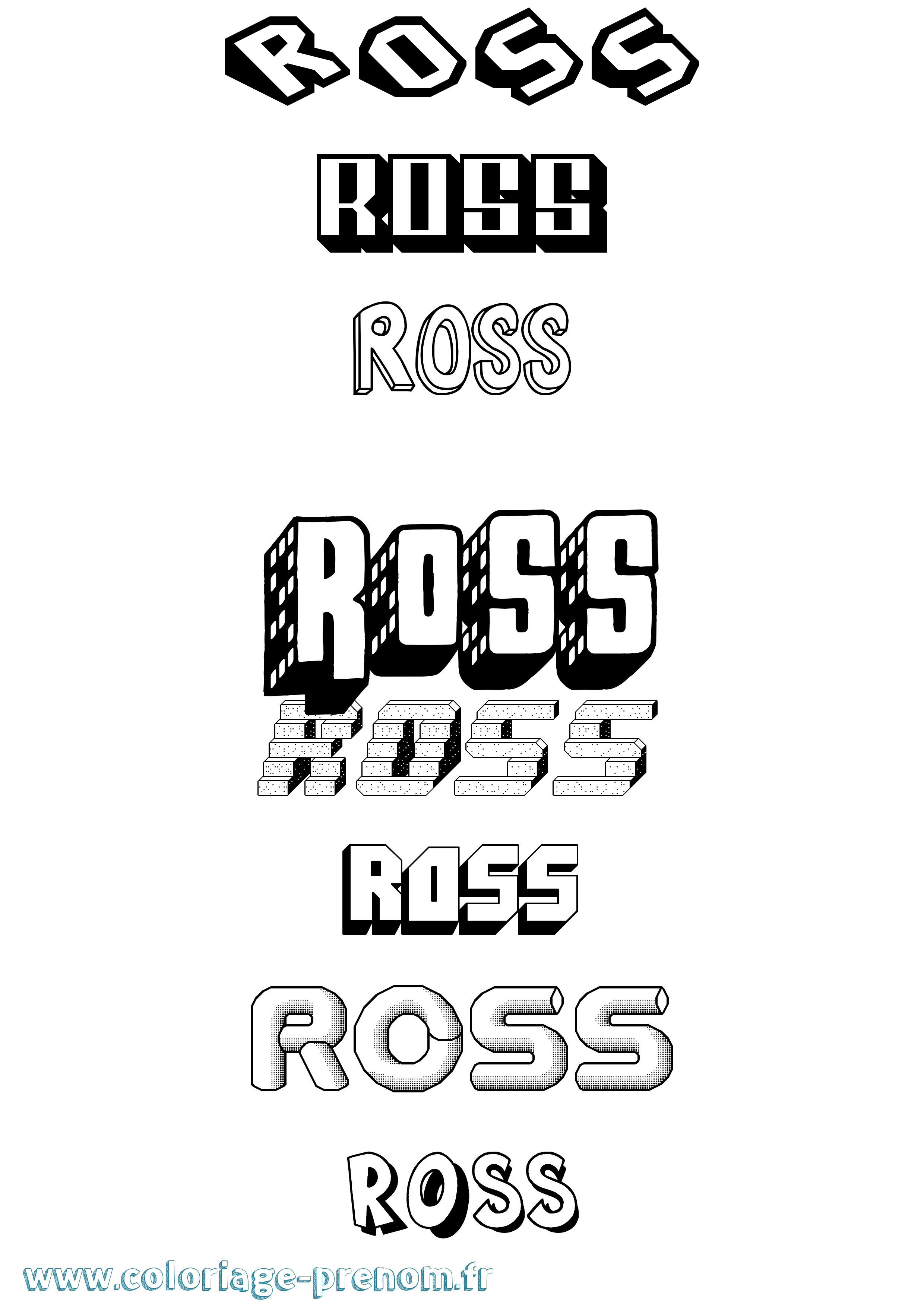 Coloriage Ross Effet 3D Coloriage prénom Ross Effet 3D