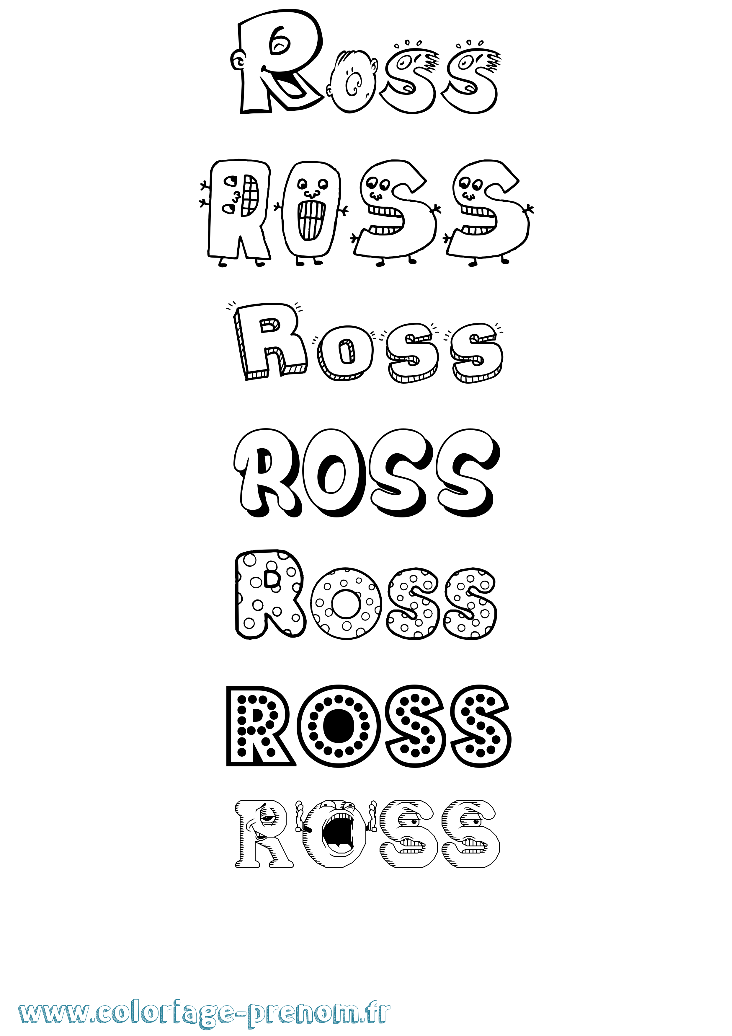 Coloriage Ross Fun Coloriage prénom Ross Fun