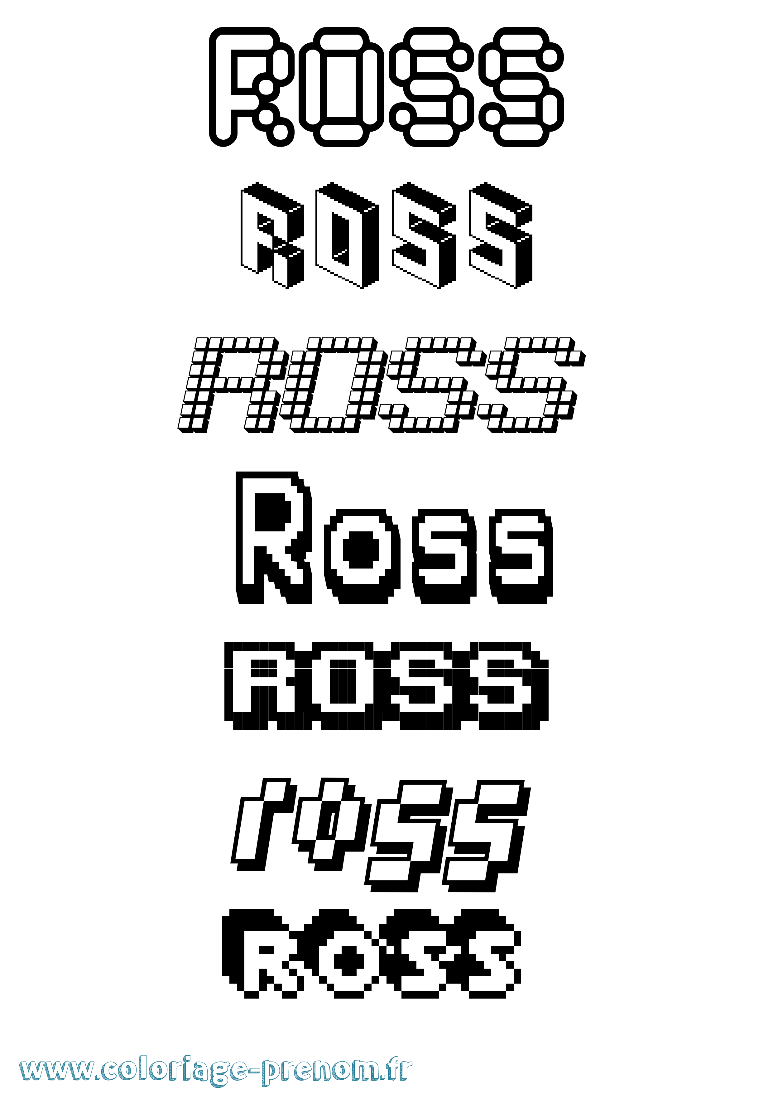Coloriage Ross Pixel Coloriage prénom Ross Pixel