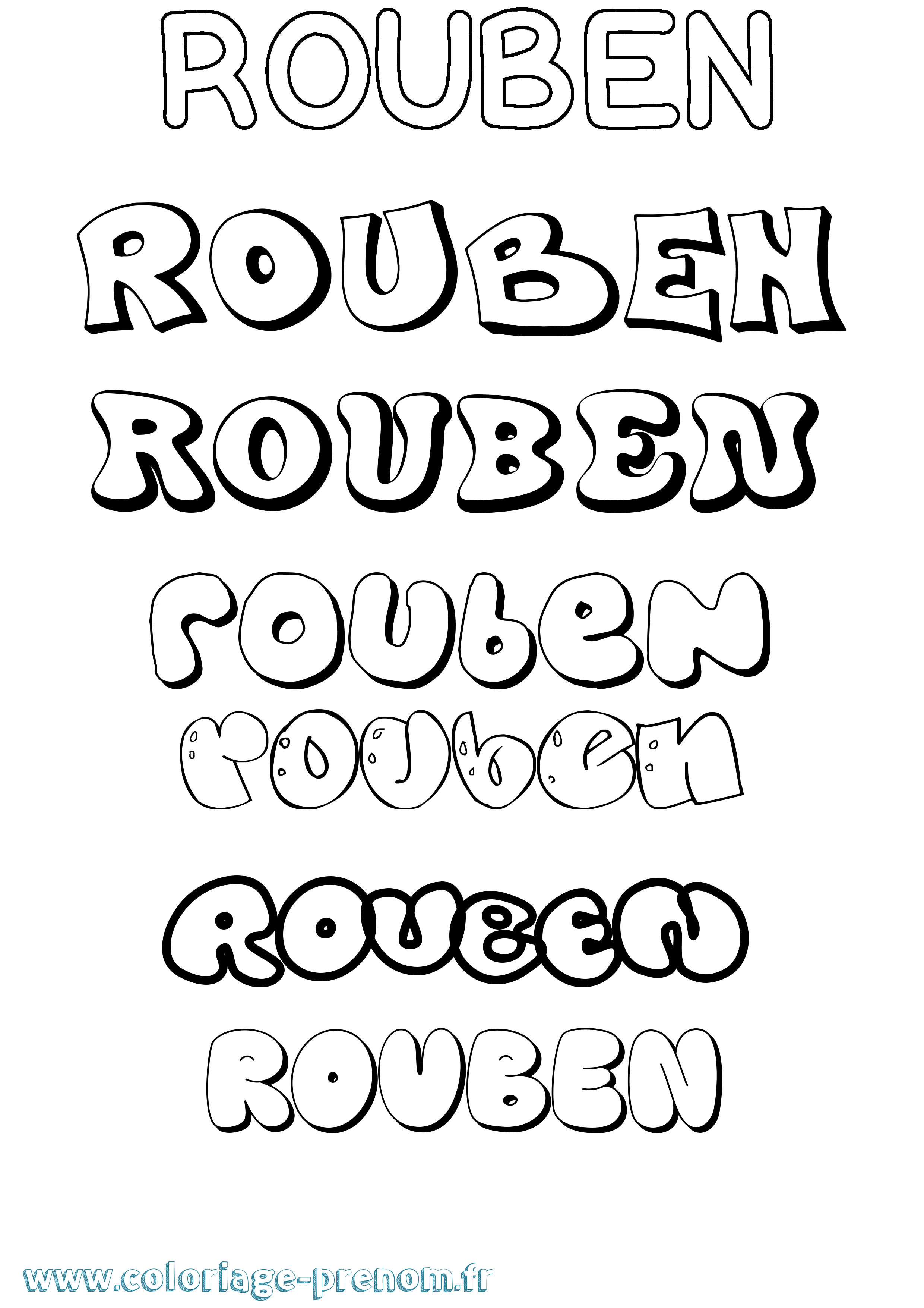 Coloriage Rouben Bubble Coloriage prénom Rouben Bubble
