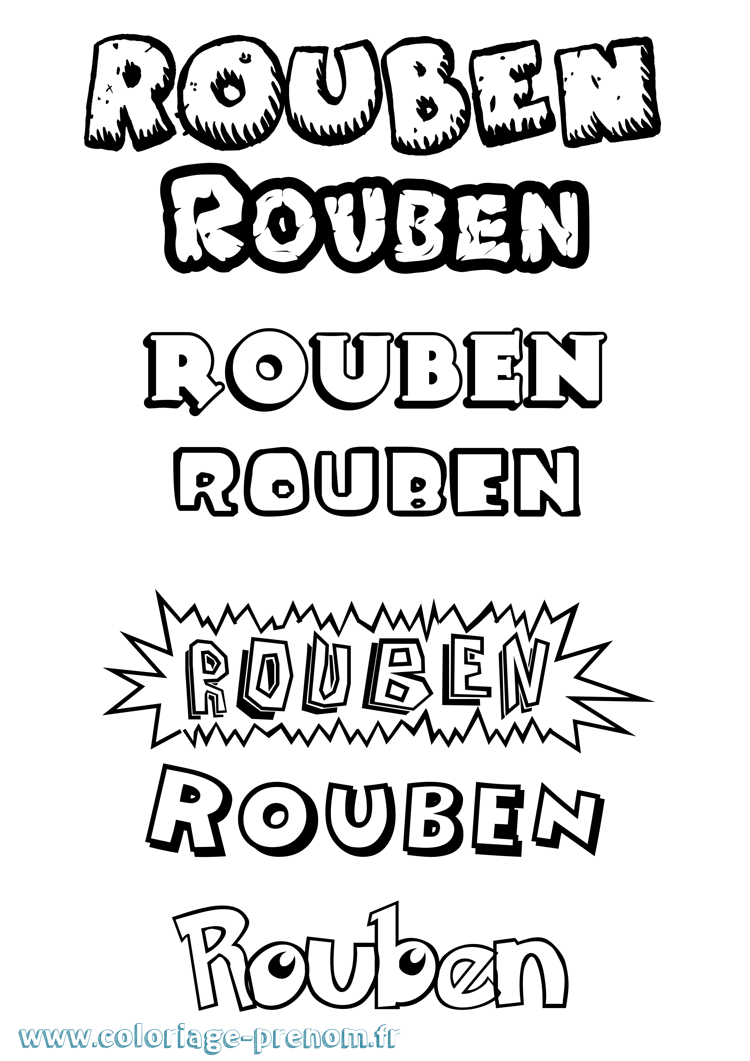 Coloriage Rouben Dessin Animé Coloriage prénom Rouben Dessin Animé