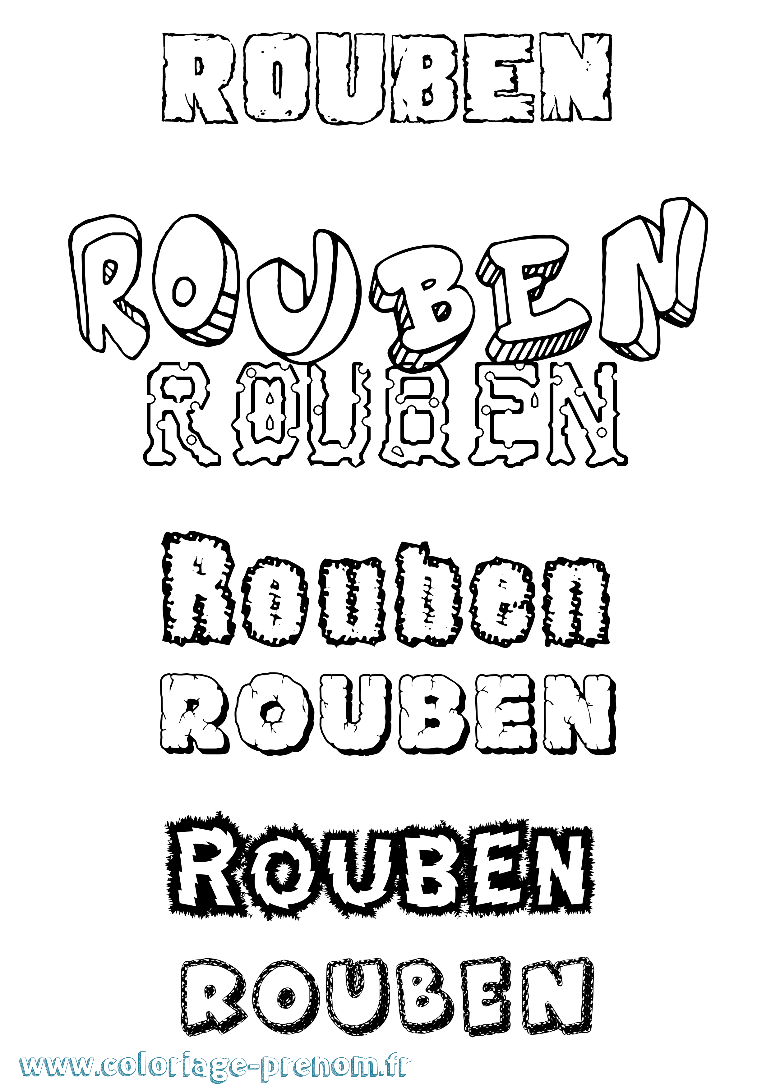 Coloriage Rouben Destructuré Coloriage prénom Rouben Destructuré