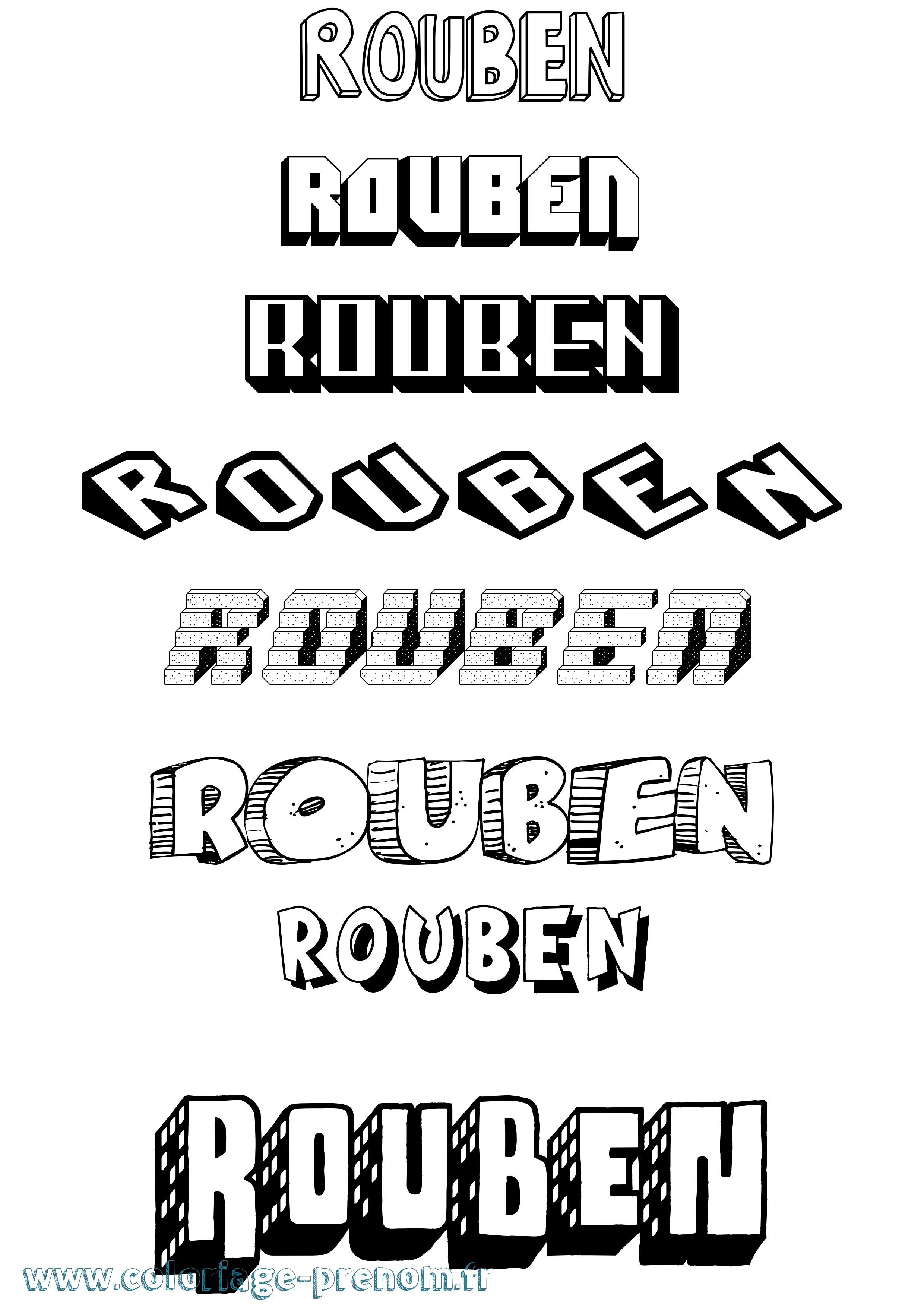 Coloriage Rouben Effet 3D Coloriage prénom Rouben Effet 3D